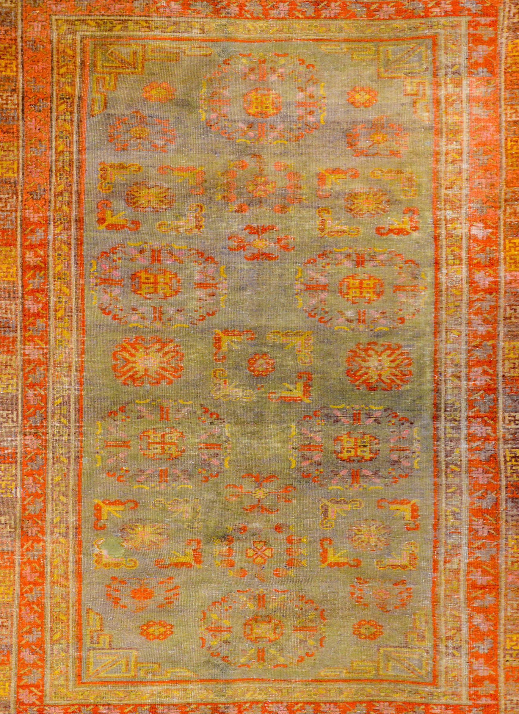 East Turkestani Early 20th Century Central Asian Samarghand Rug For Sale