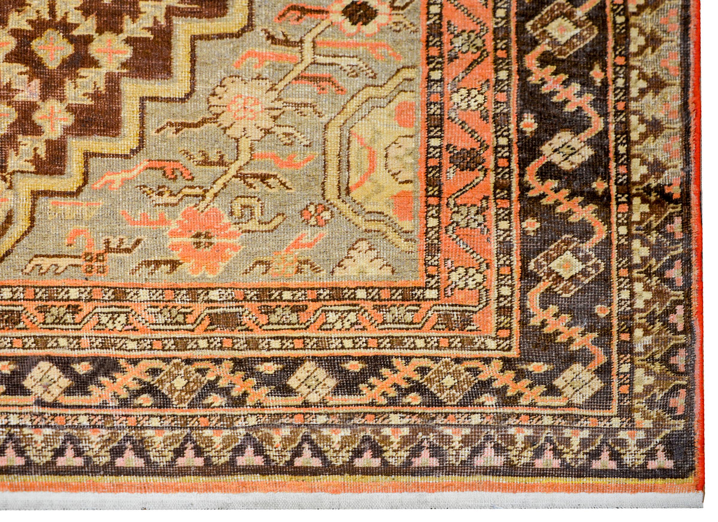 Mid-20th Century Early 20th Century Central Asian Samarghand Rug For Sale