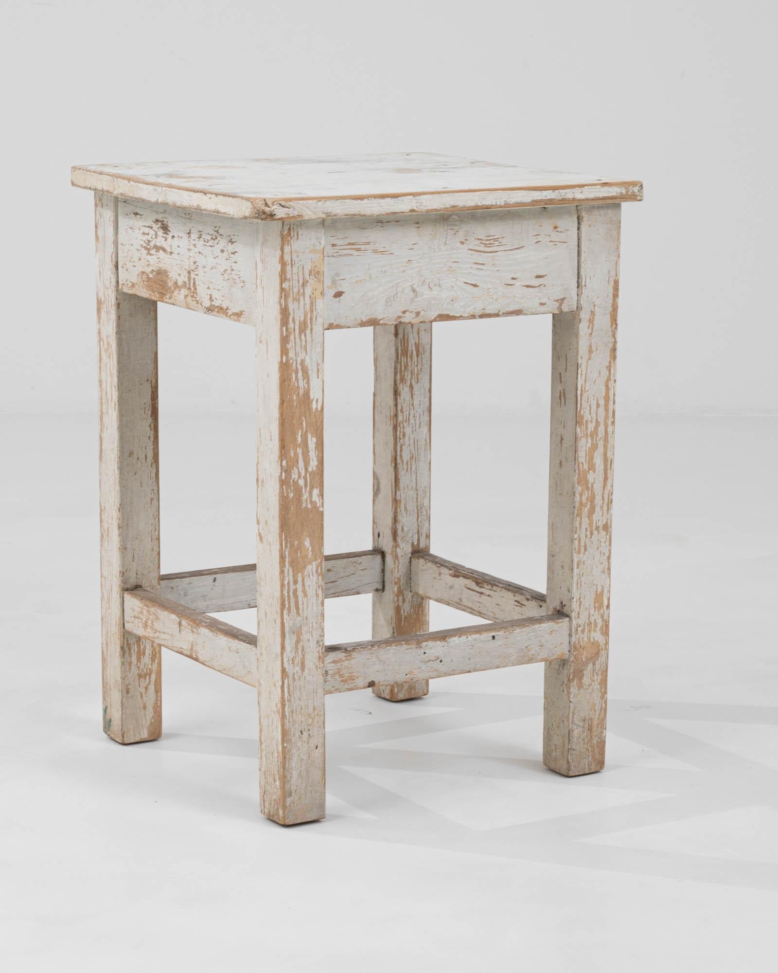 Early 20th Century Central European Wood Patinated Stool For Sale 2