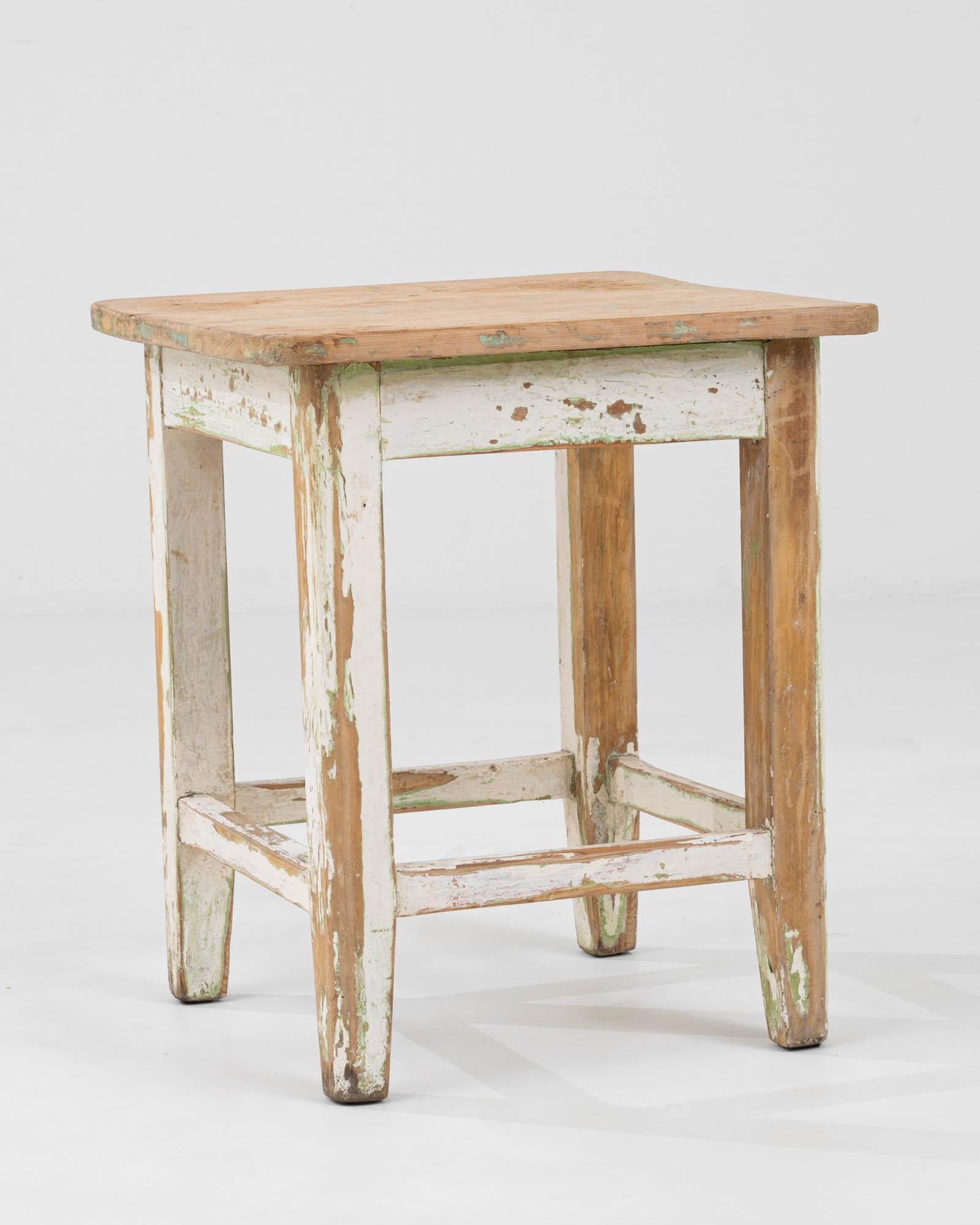 Early 20th Century Central European Wood Patinated Stool For Sale 2