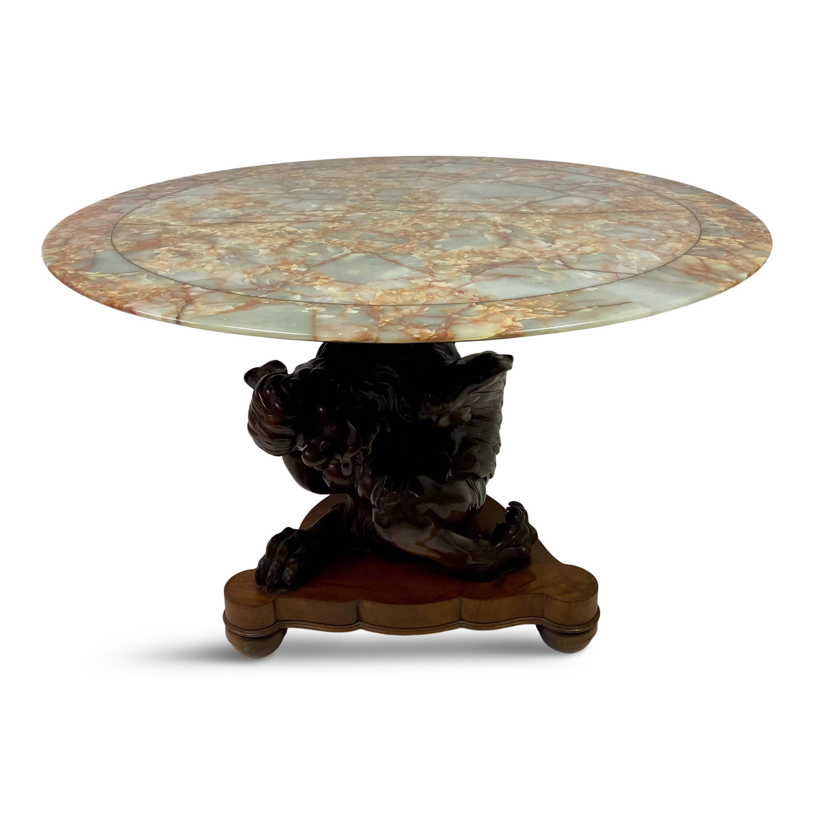 Italian Early 20th Century Centre Table with Distinctive Onyx Top