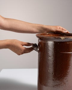 Early 20th Century Ceramic Glazed Brown Ceramic Pot