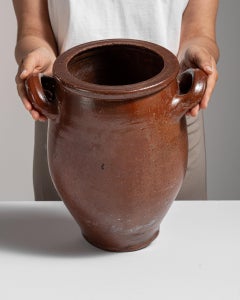 Early 20th Century Ceramic Glazed Brown Ceramic Pot