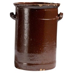 Early 20th Century Ceramic Glazed Brown Ceramic Pot