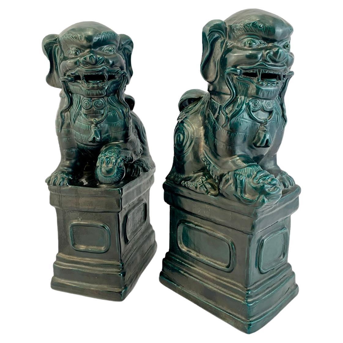Early 20th Century Ceramic Pho Dogs For Sale