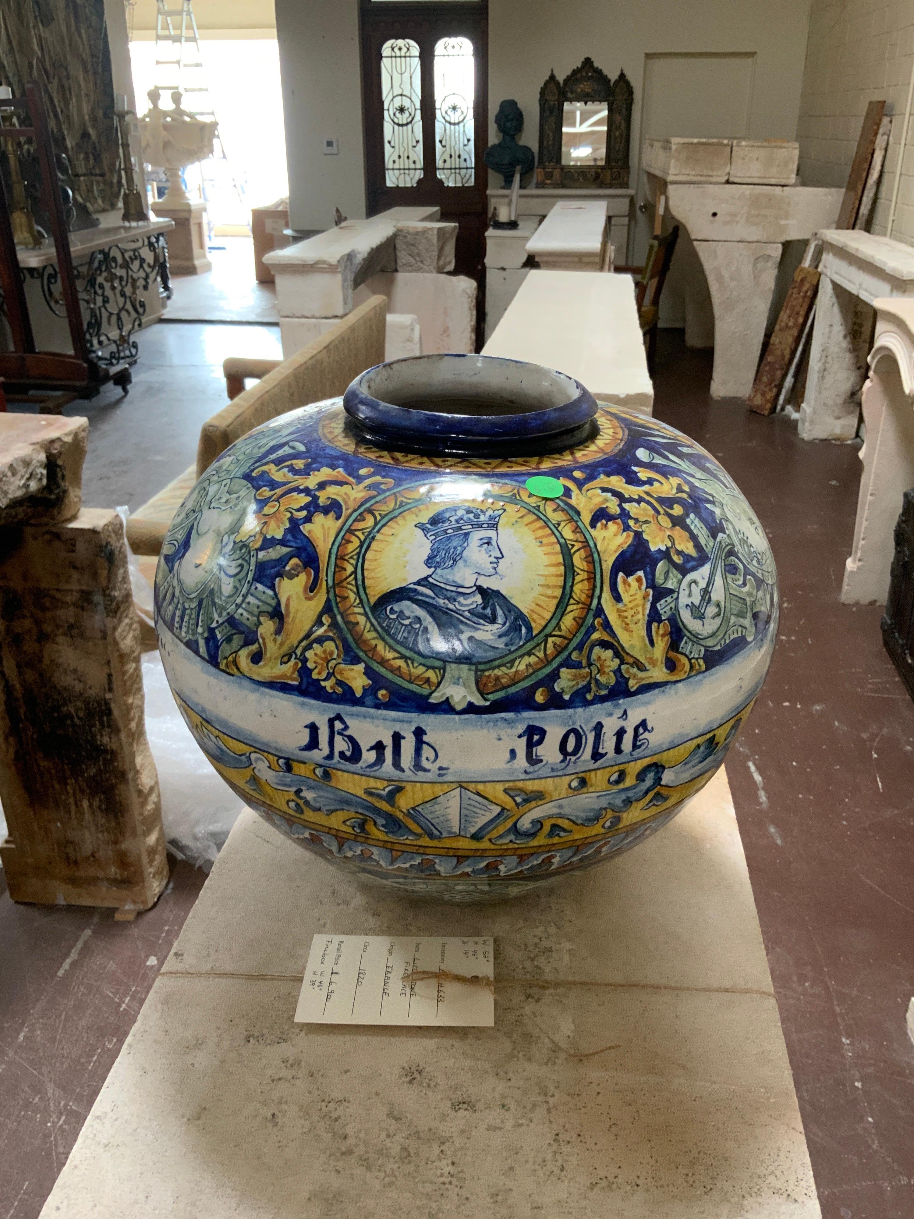 Jarrón de cerámica español de principios del siglo XX en Bueno estado para la venta en Dallas, TX