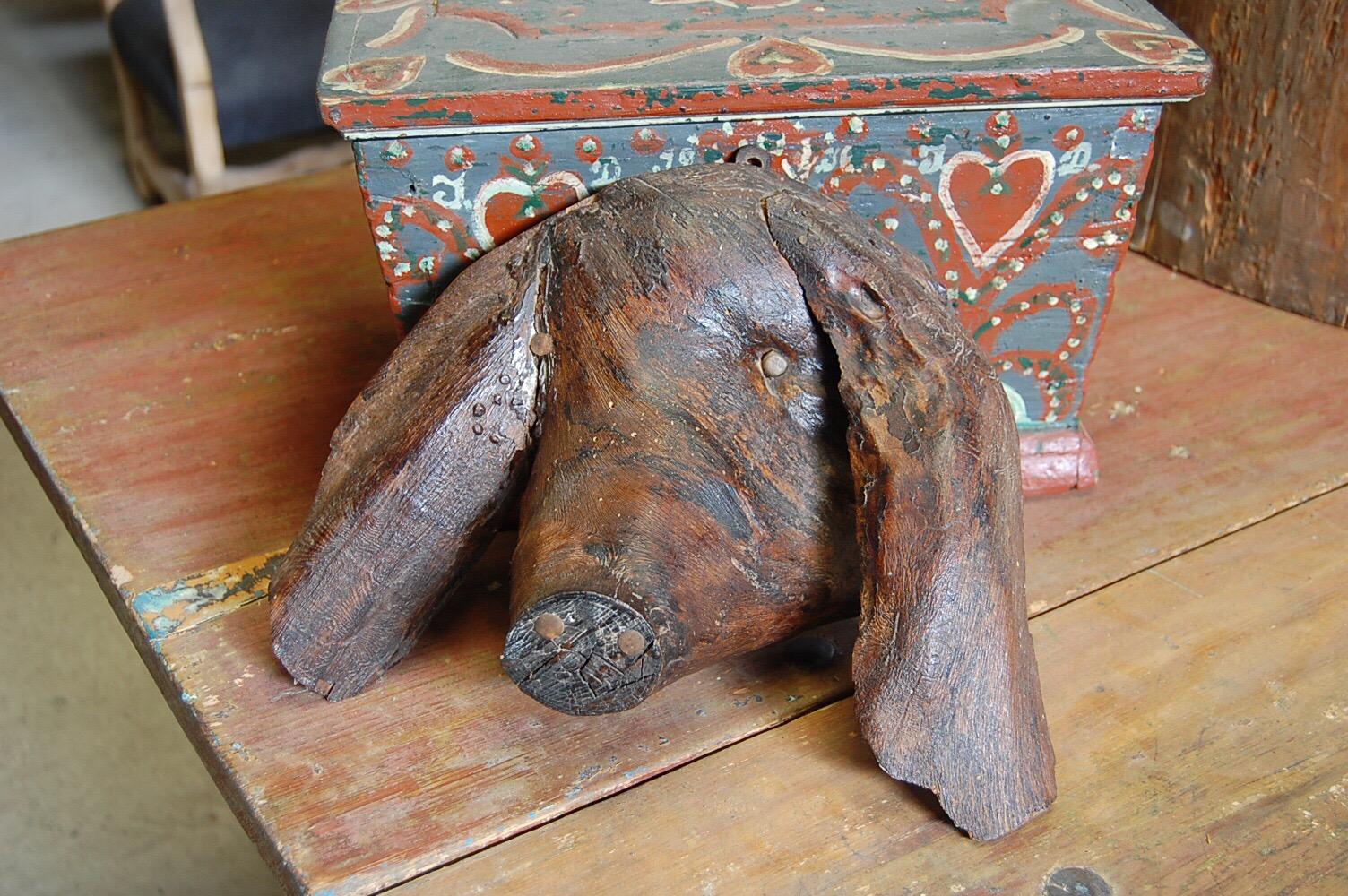 Early 20th Century Characterful Naturalistic Wood Butchers Pig Display 1