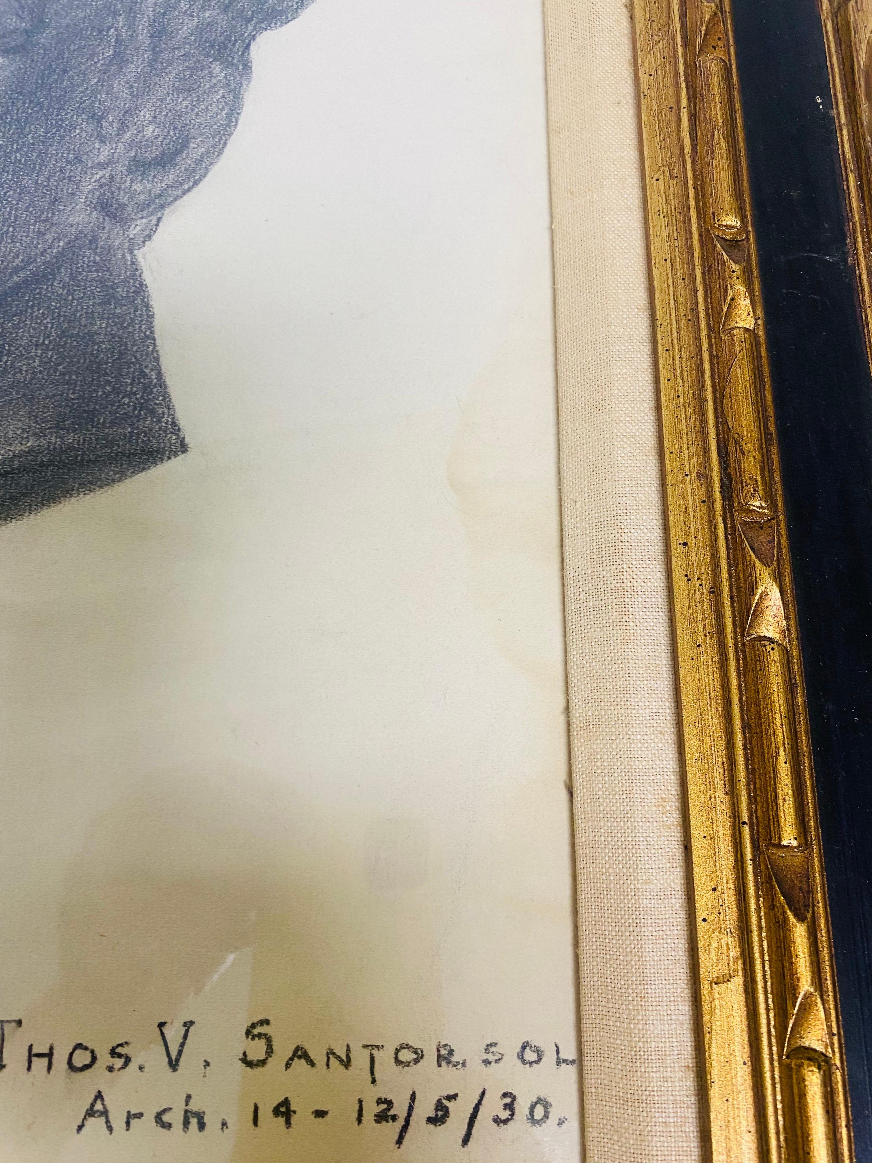 Metà XX secolo Carboncino su carta dei primi del Novecento, studio di un busto in vendita
