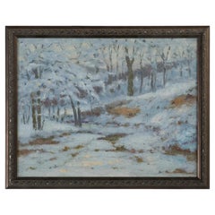 Early 20th Century Charles Meurer Impressionist Winter Landscape Painting