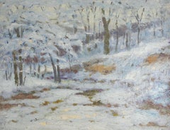 Early 20th Century Charles Meurer Impressionist Winter Landscape Painting