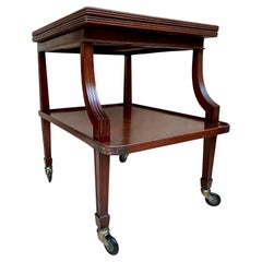 Early 20th Century Cherry Wood Serving Bar Cart with Removable Tray, 1940s