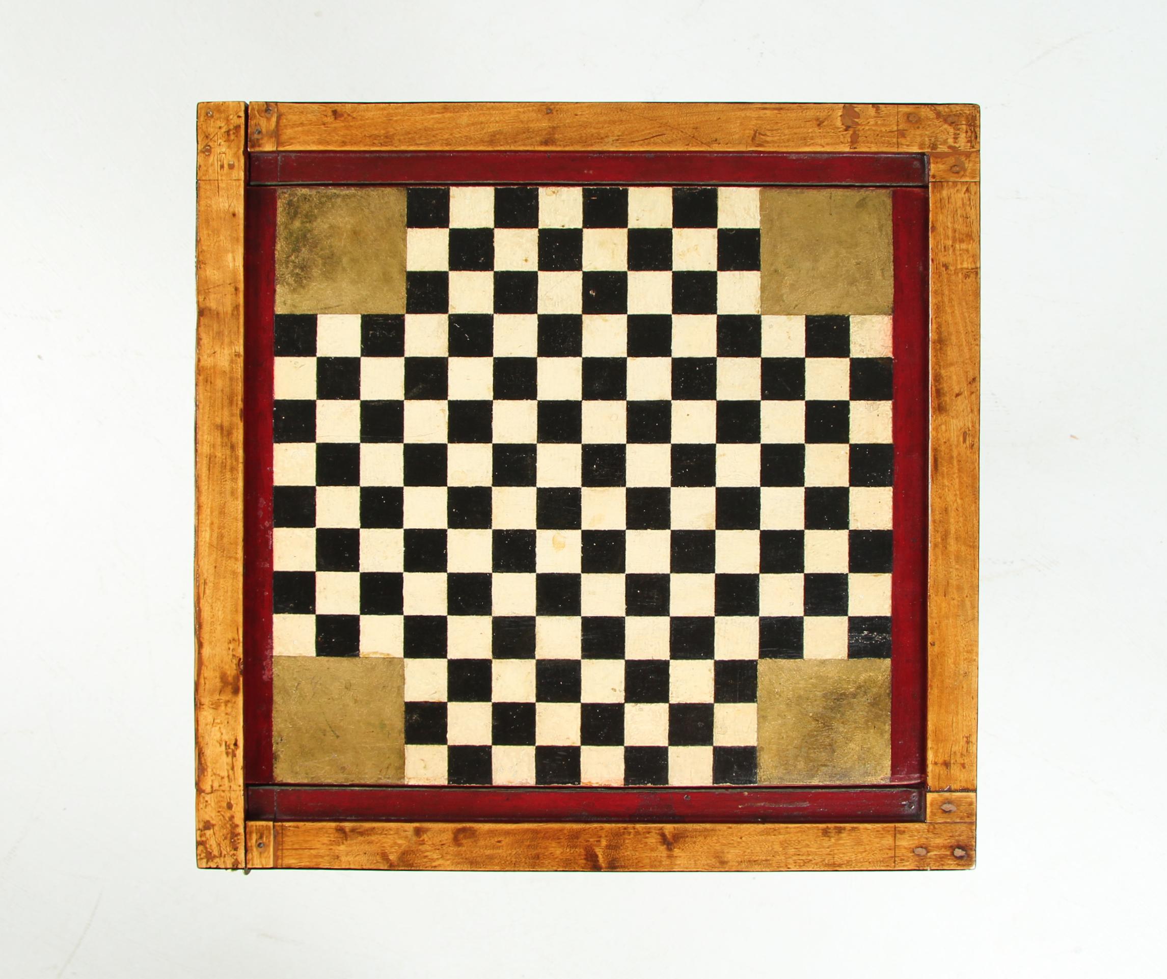 Early 20th Century Chess Table with Original Chess Pieces, Art Deco, 1920s 6