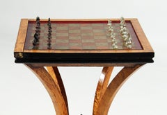 Early 20th Century Chess Table with Original Chess Pieces, Art Deco, 1920s