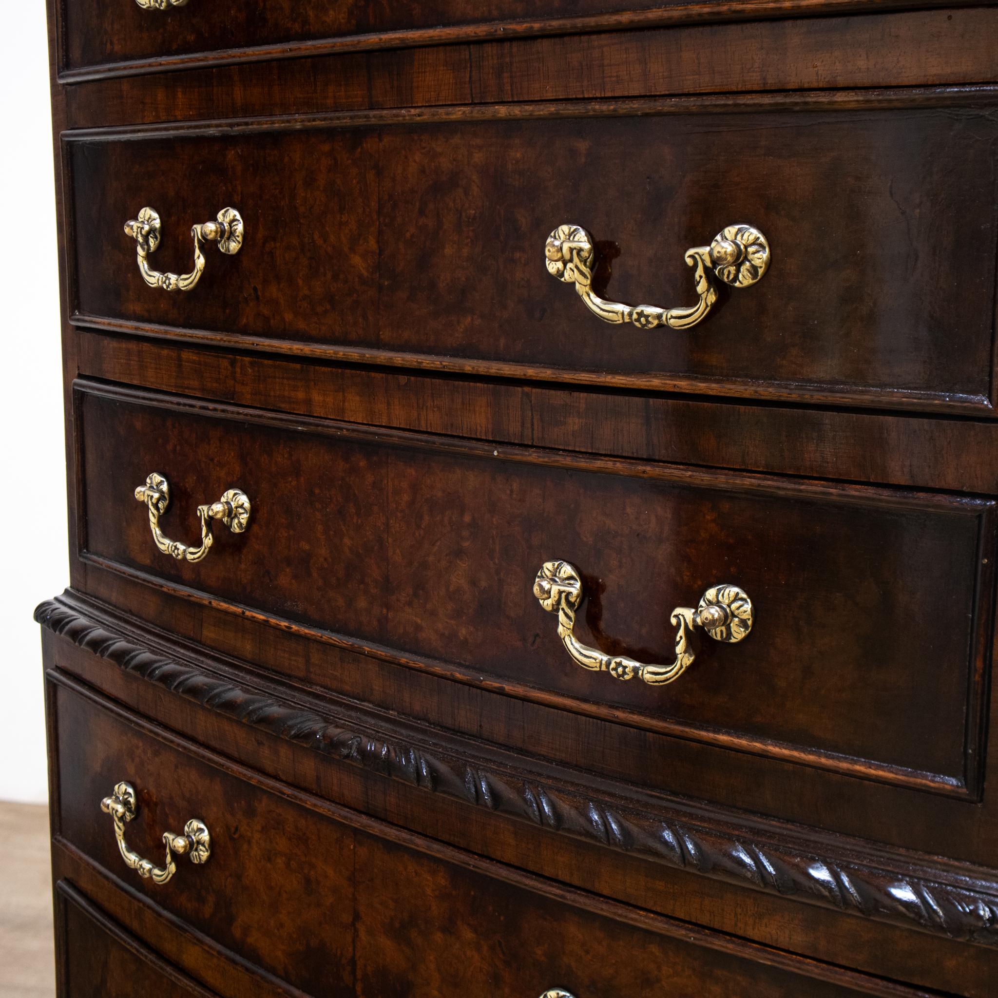 Walnut Early 20th Century Chest on Chest Design Drawers For Sale