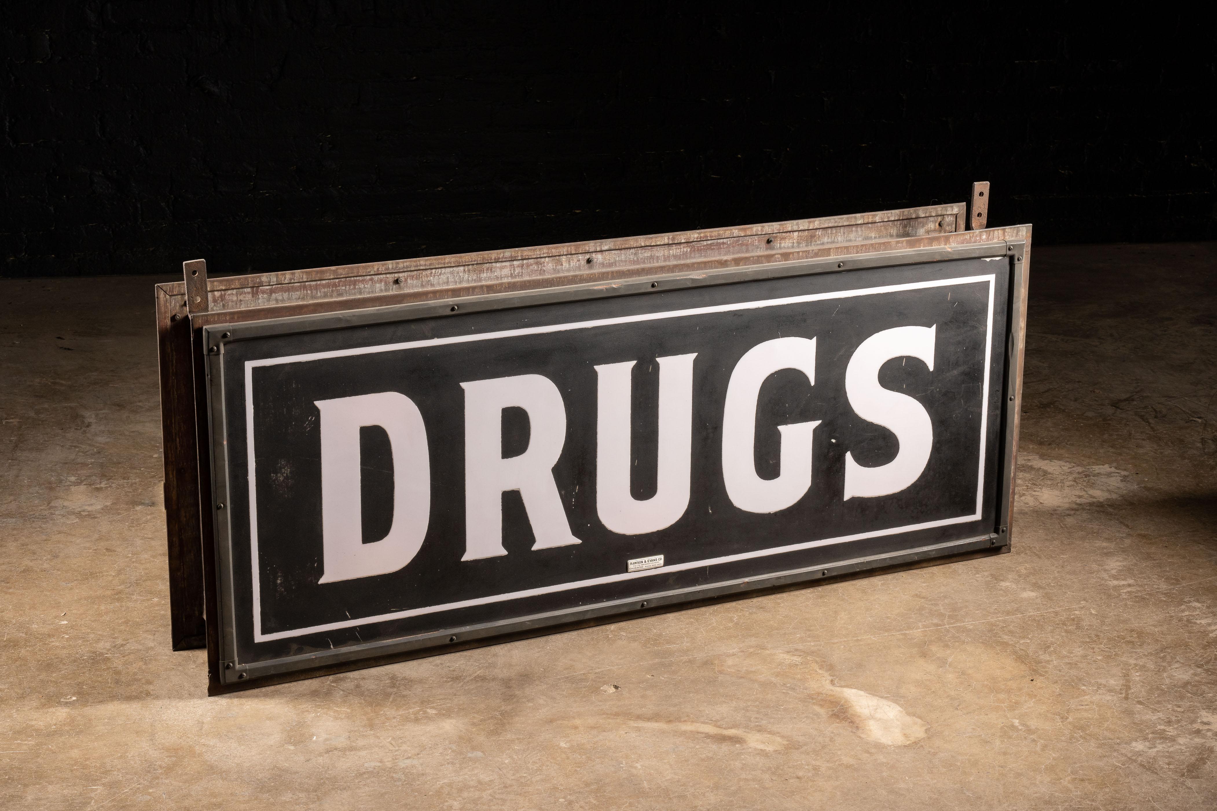 Early 20th Century Chicago Pharmacist Milk Glass Sign In Good Condition For Sale In Dekalb, IL