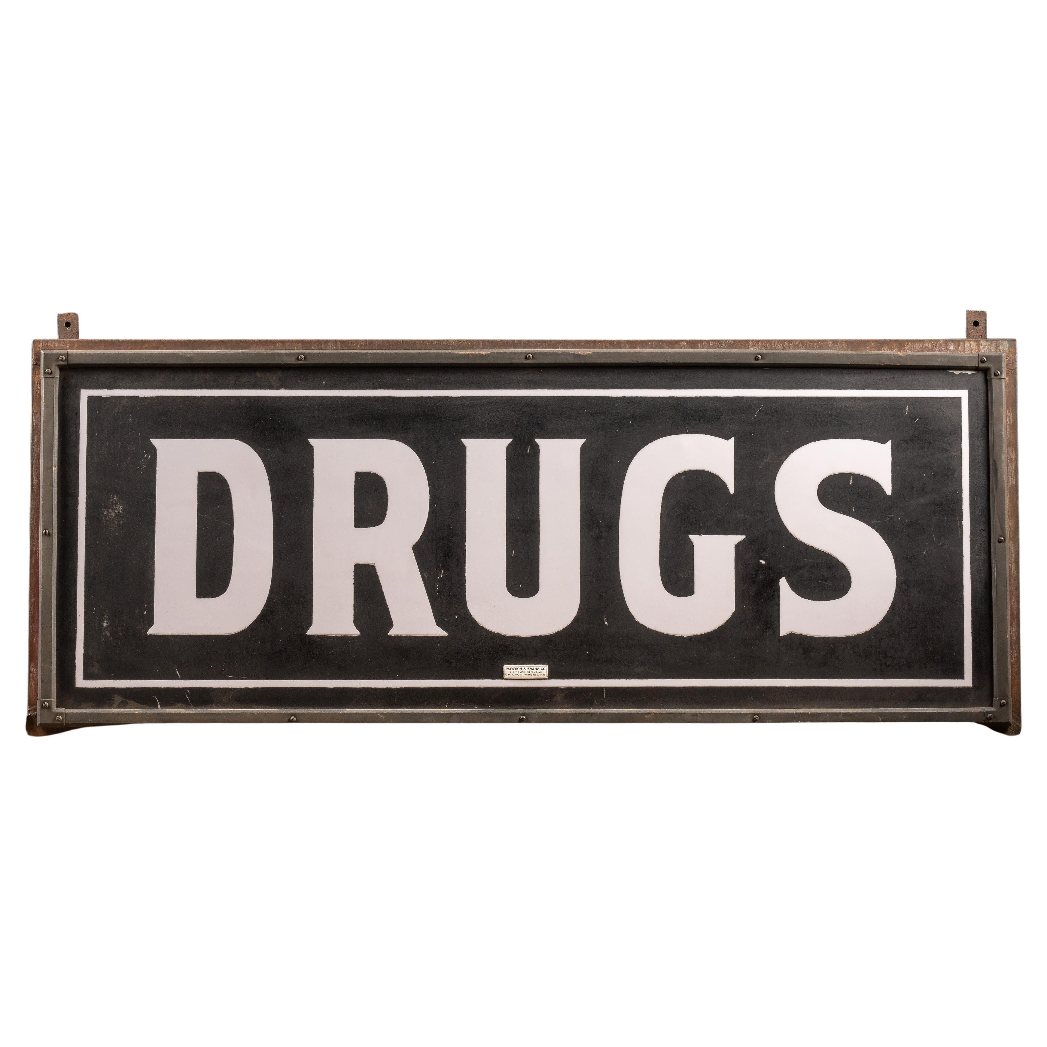 Early 20th Century Chicago Pharmacist Milk Glass Sign