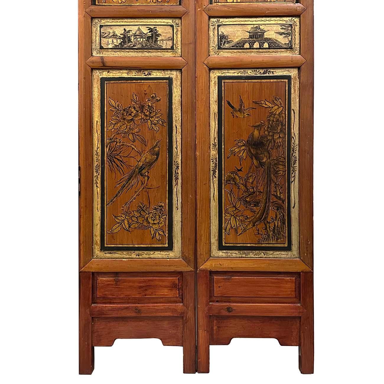 Early 20th Century Chinese 7 Panels Folding Screen, Room Divider For Sale 2