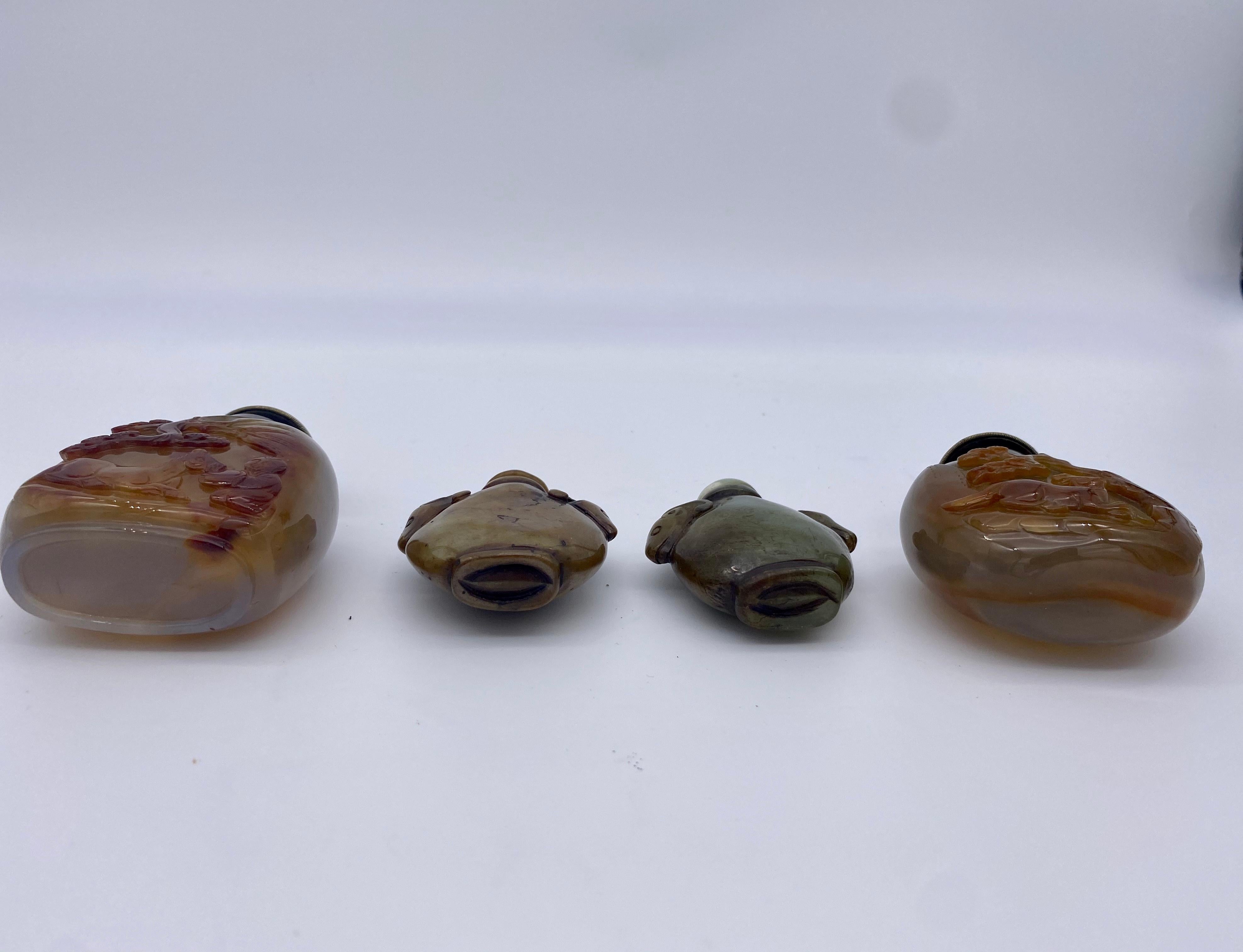 Early 20th Century Chinese Agate and Jade Snuff Bottles 9