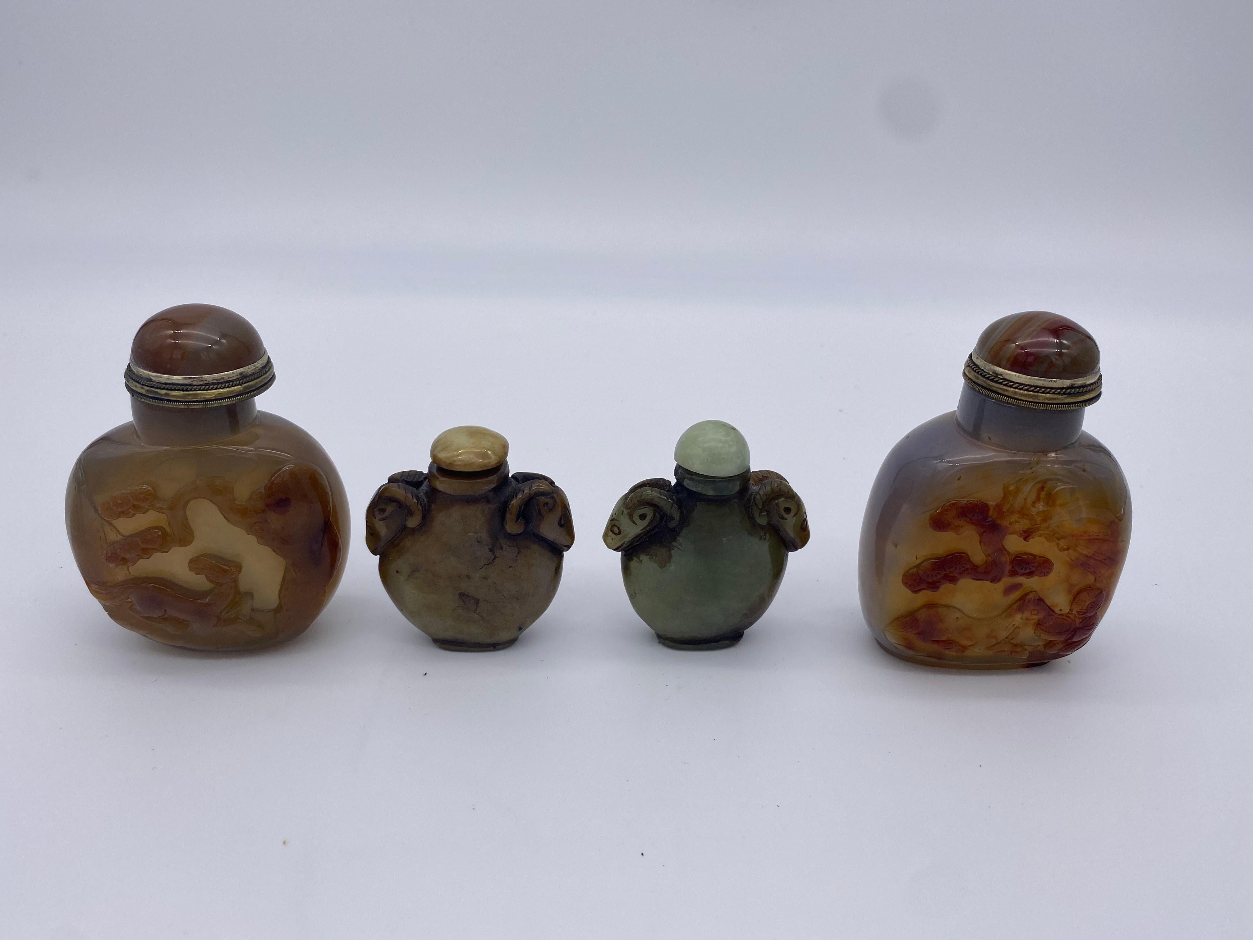 Early 20th Century Chinese Agate and Jade Snuff Bottles 2