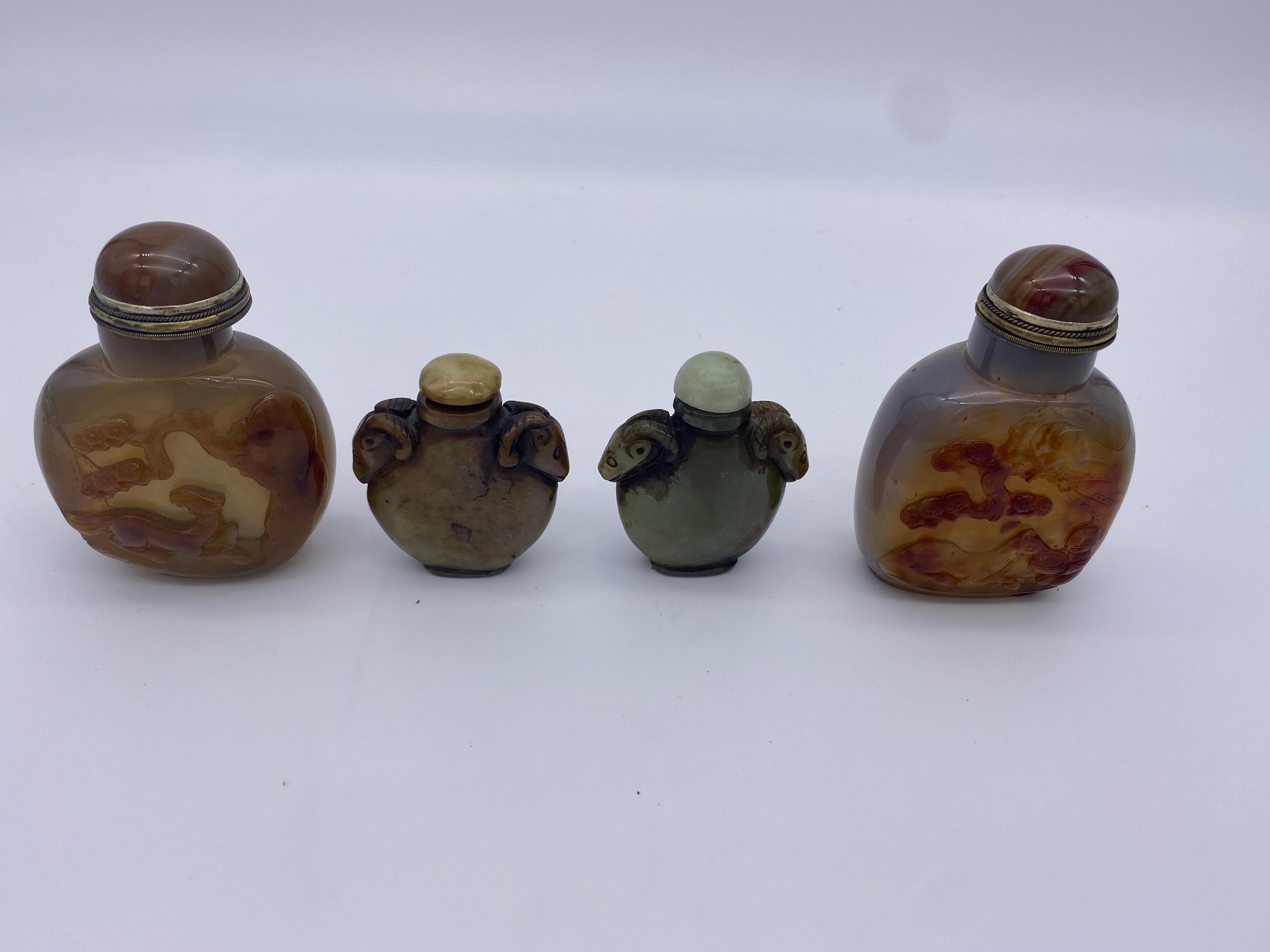 Early 20th Century Chinese Agate and Jade Snuff Bottles 3