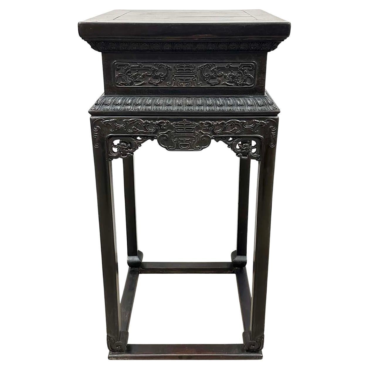 Early 20th Century Chinese Antique Carved Hardwood Stand