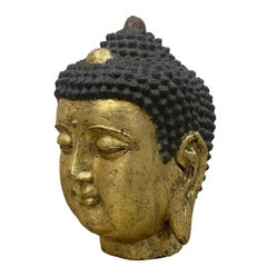 Early 20th Century Chinese Antique Gilt Metal Buddha Head