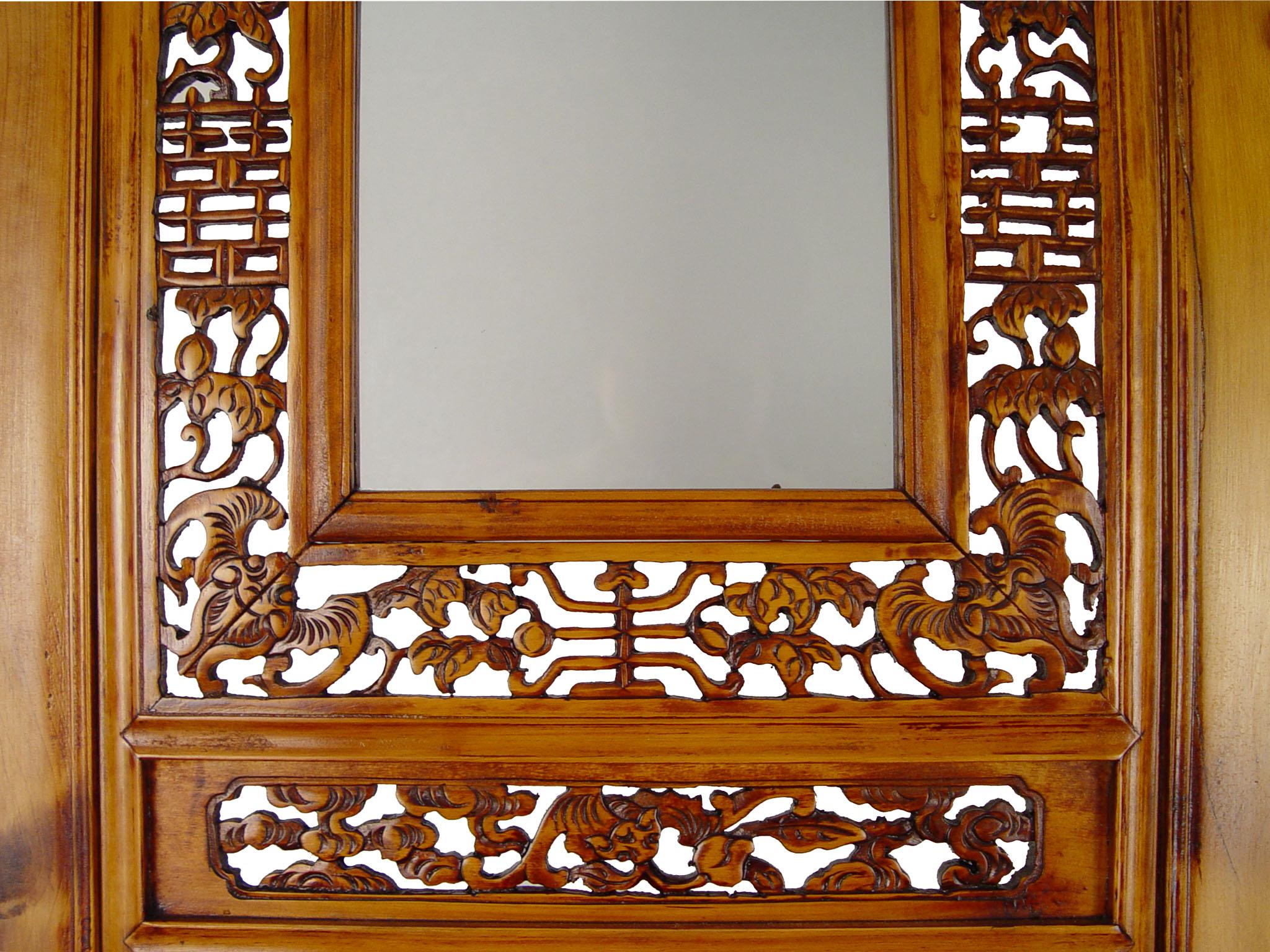 Elm Early 20th Century Chinese Antique Open Carved Screen / Room Divider For Sale