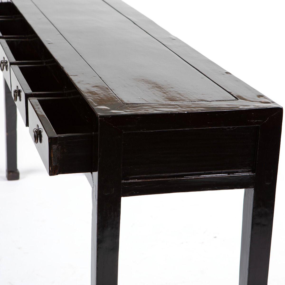 Early 20th Century Chinese Art Deco Black Lacquer Console Table In Good Condition For Sale In Kastrup, DK