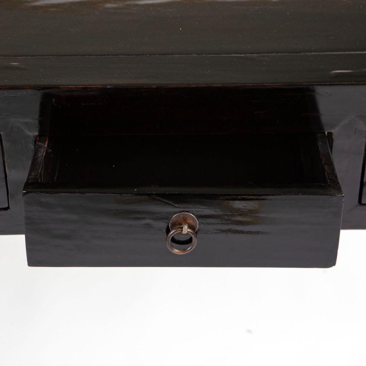 Early 20th Century Chinese Art Deco Black Lacquer Console Table For Sale 1