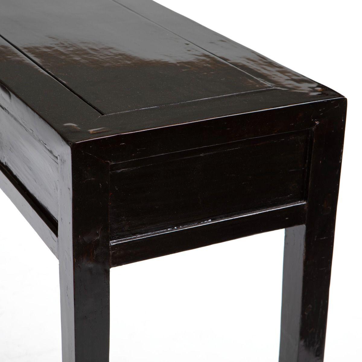 Early 20th Century Chinese Art Deco Black Lacquer Console Table For Sale 2