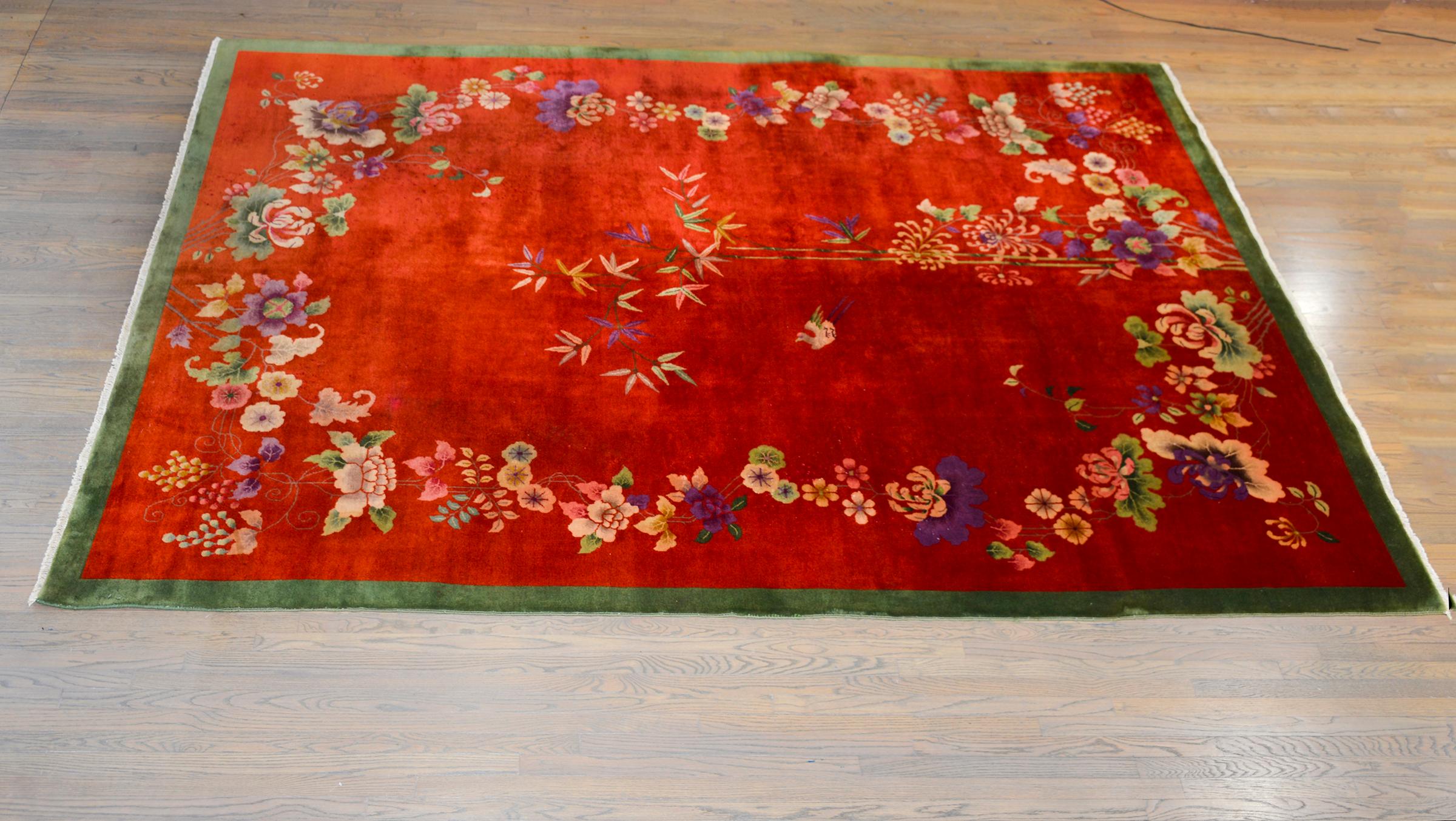 Early 20th Century Chinese Art Deco 'Four Seasons' Rug For Sale 8