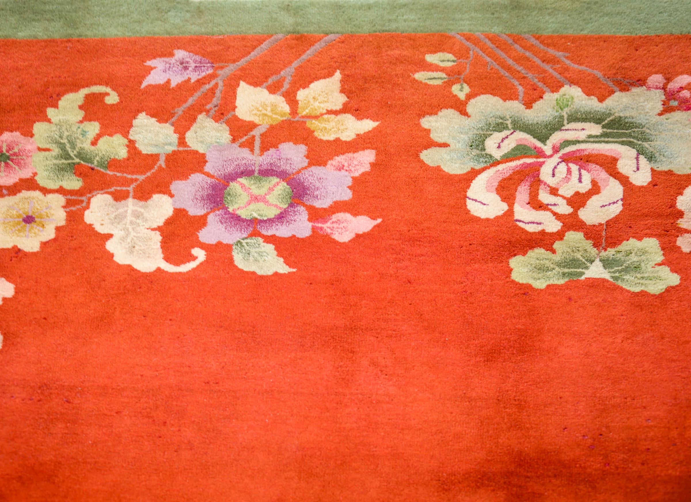 Wool Early 20th Century Chinese Art Deco 'Four Seasons' Rug For Sale