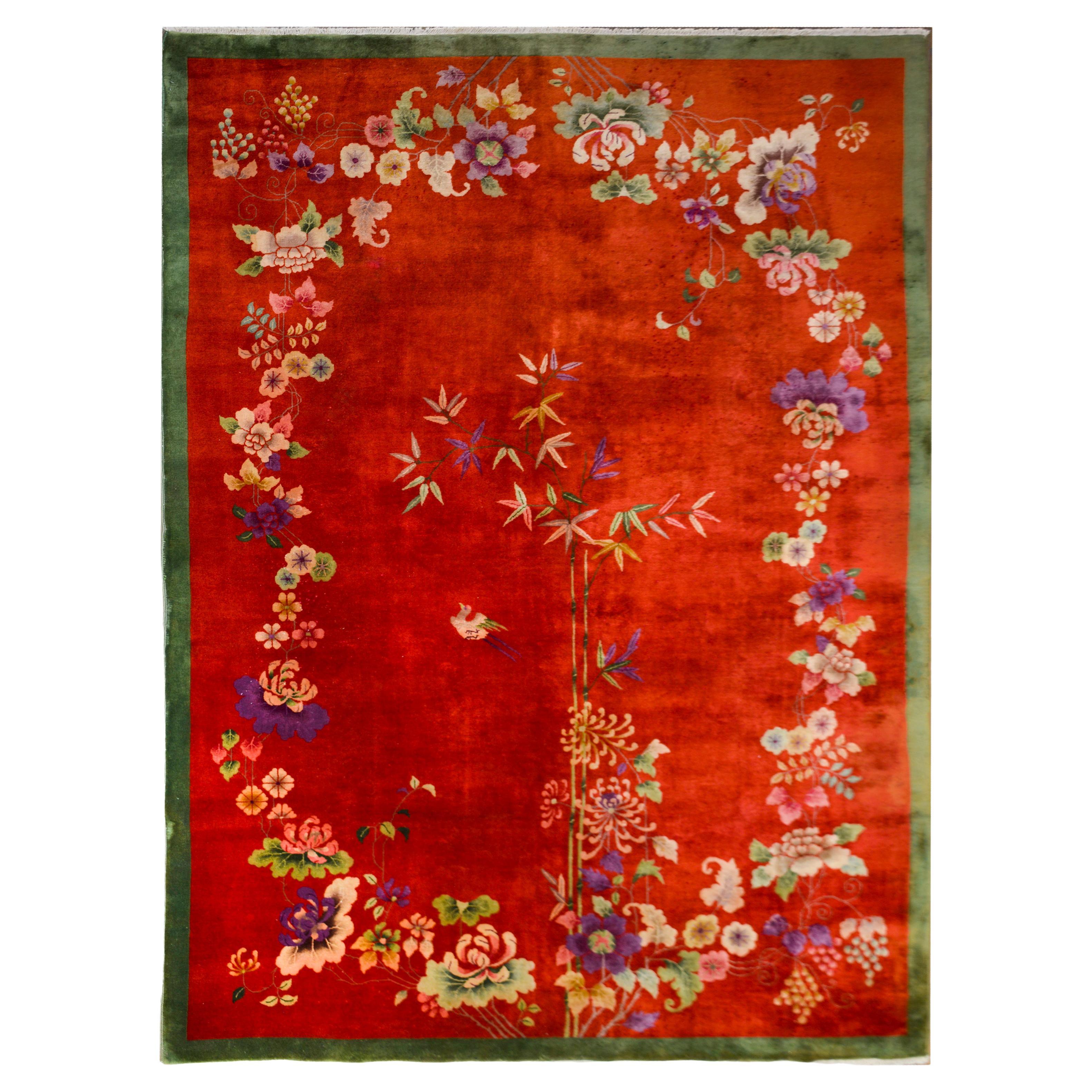 Early 20th Century Chinese Art Deco 'Four Seasons' Rug For Sale