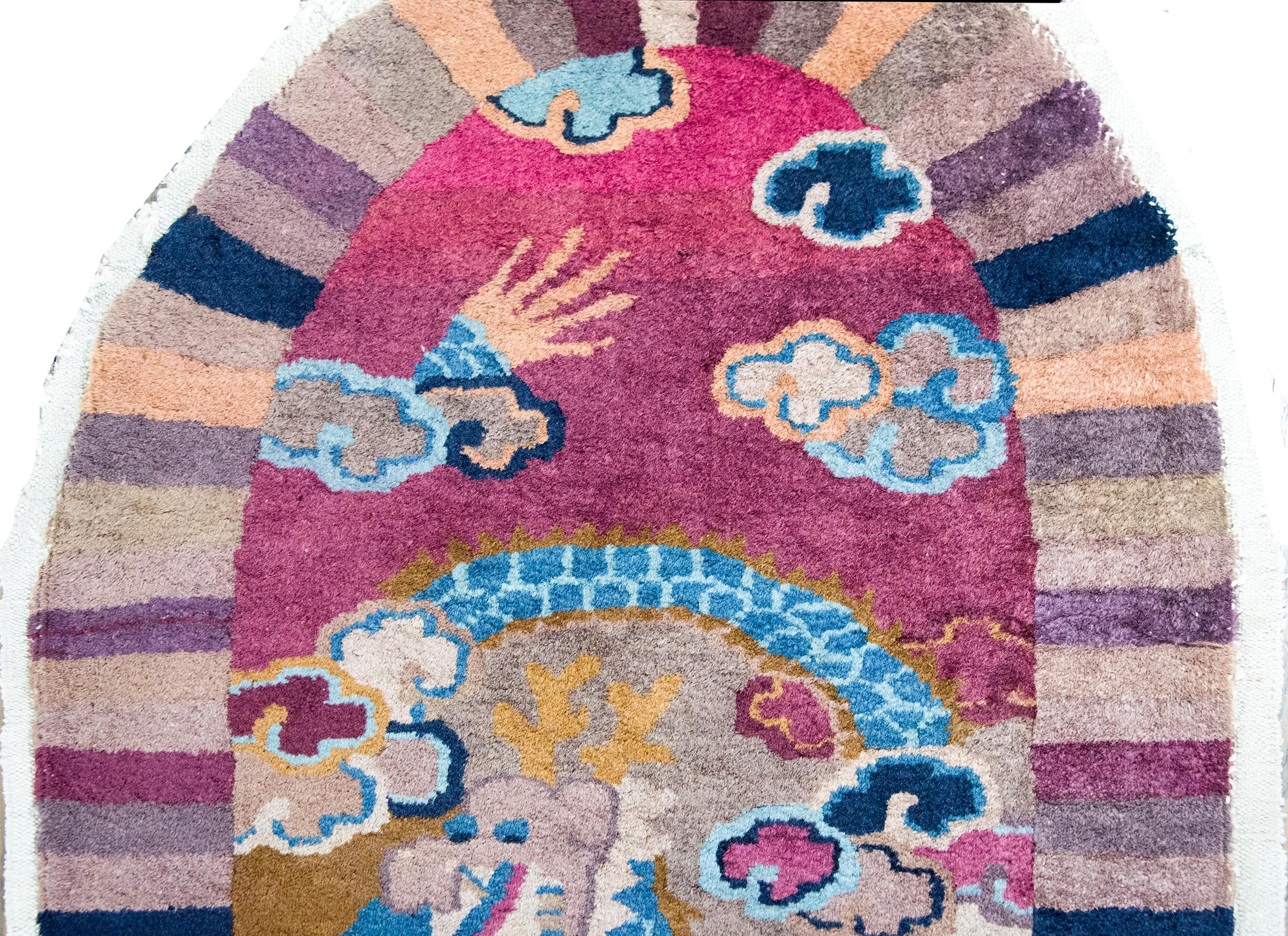 Early 20th Century Chinese Art Deco Oval Rug For Sale 5