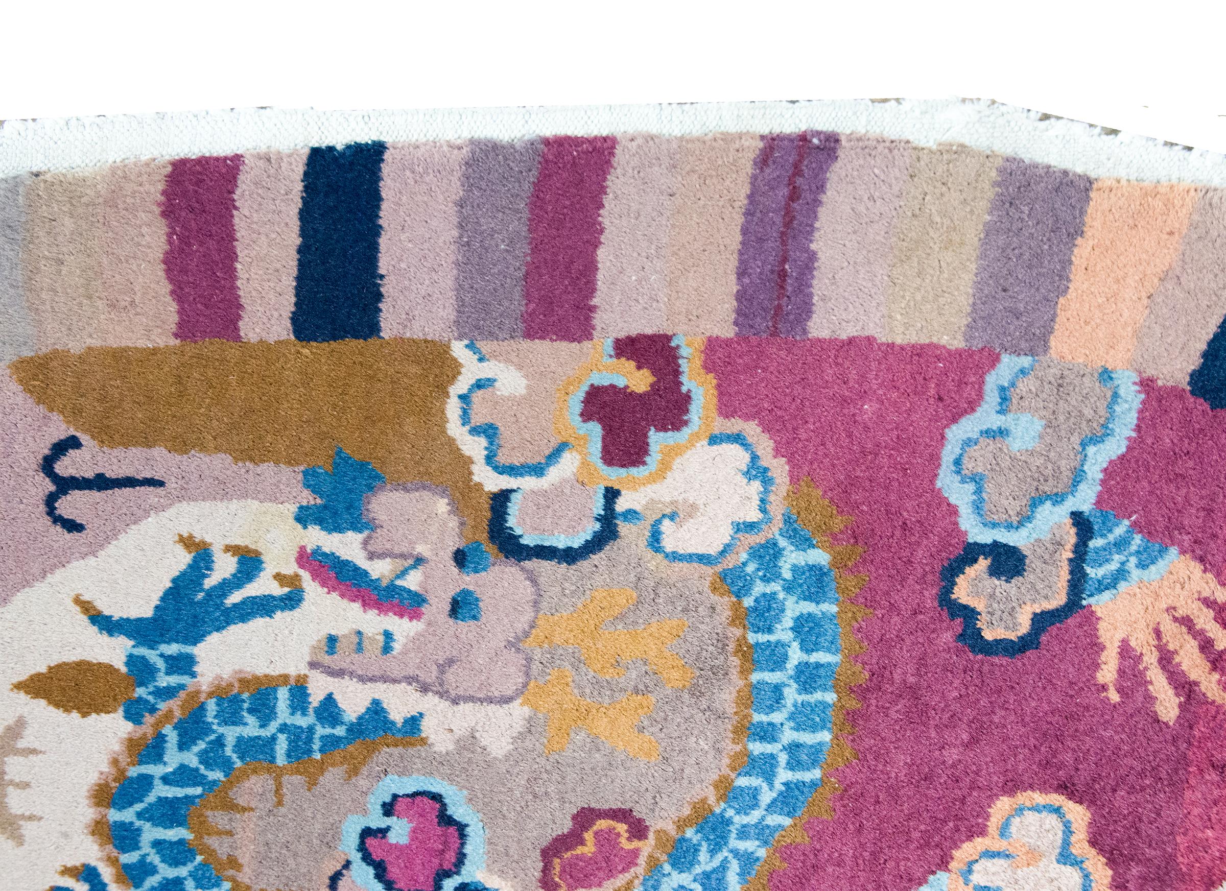 Early 20th Century Chinese Art Deco Oval Rug For Sale 7