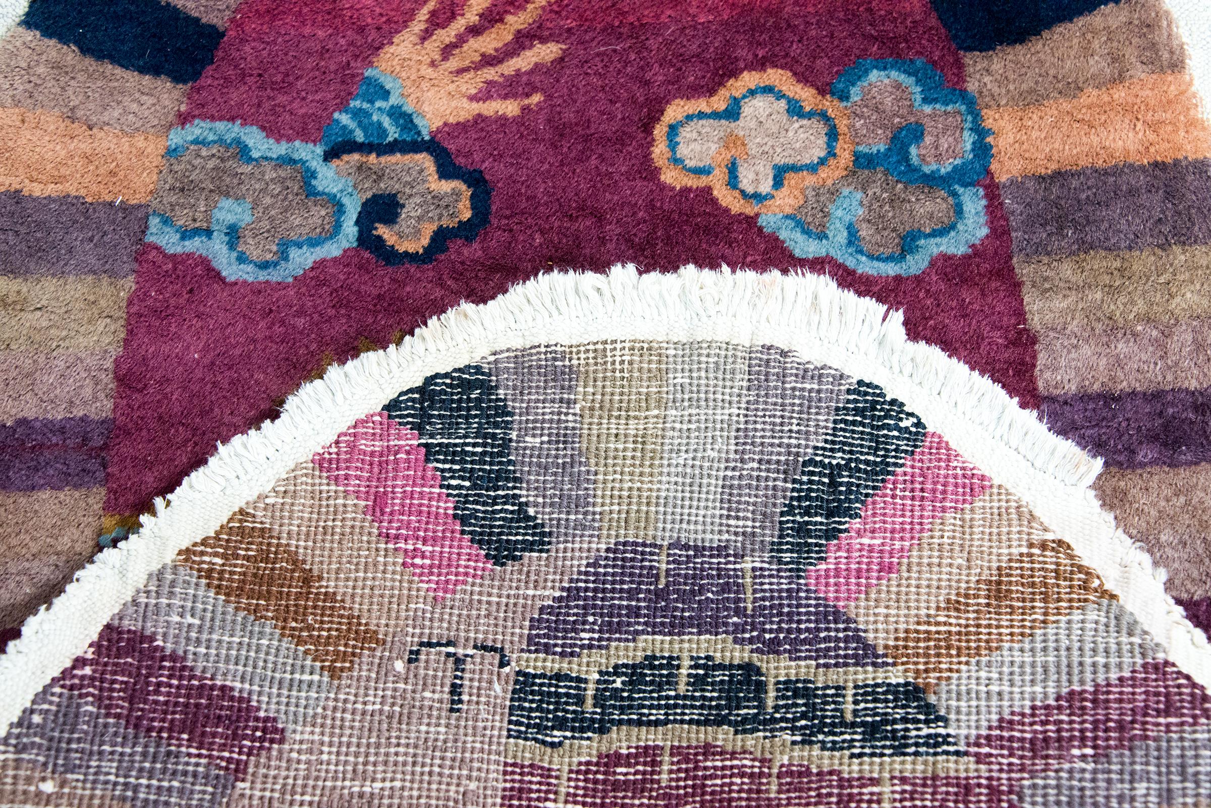 Early 20th Century Chinese Art Deco Oval Rug For Sale 9