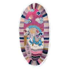 Early 20th Century Chinese Art Deco Oval Rug