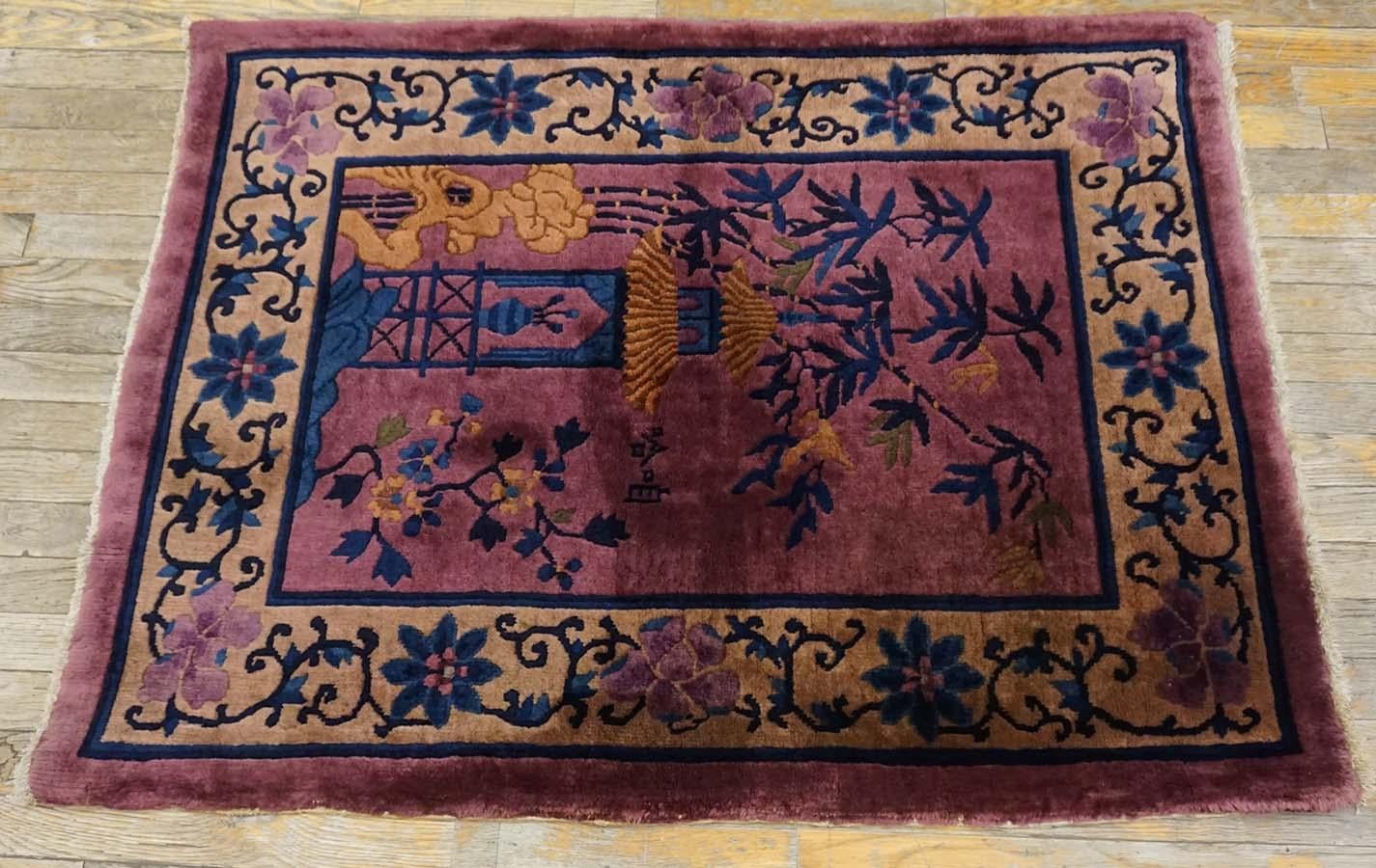 Early 20th Century Chinese Art Deco Rug ( 3' x 4' - 91 x 122 ) For Sale 1