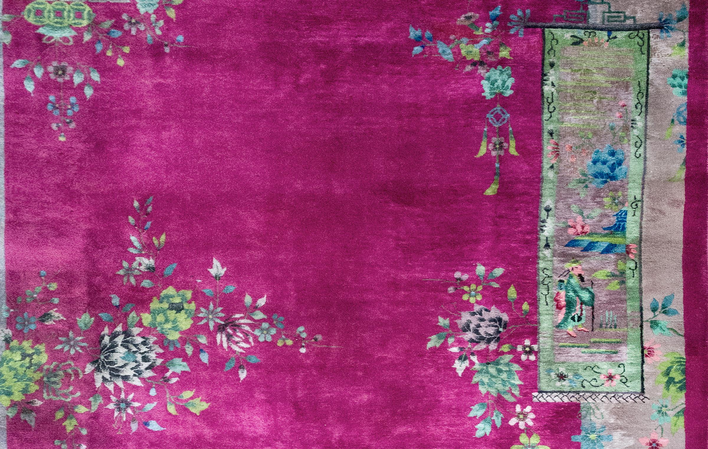 Tapis Art Déco chinois du début du 20ème siècle en vente 3
