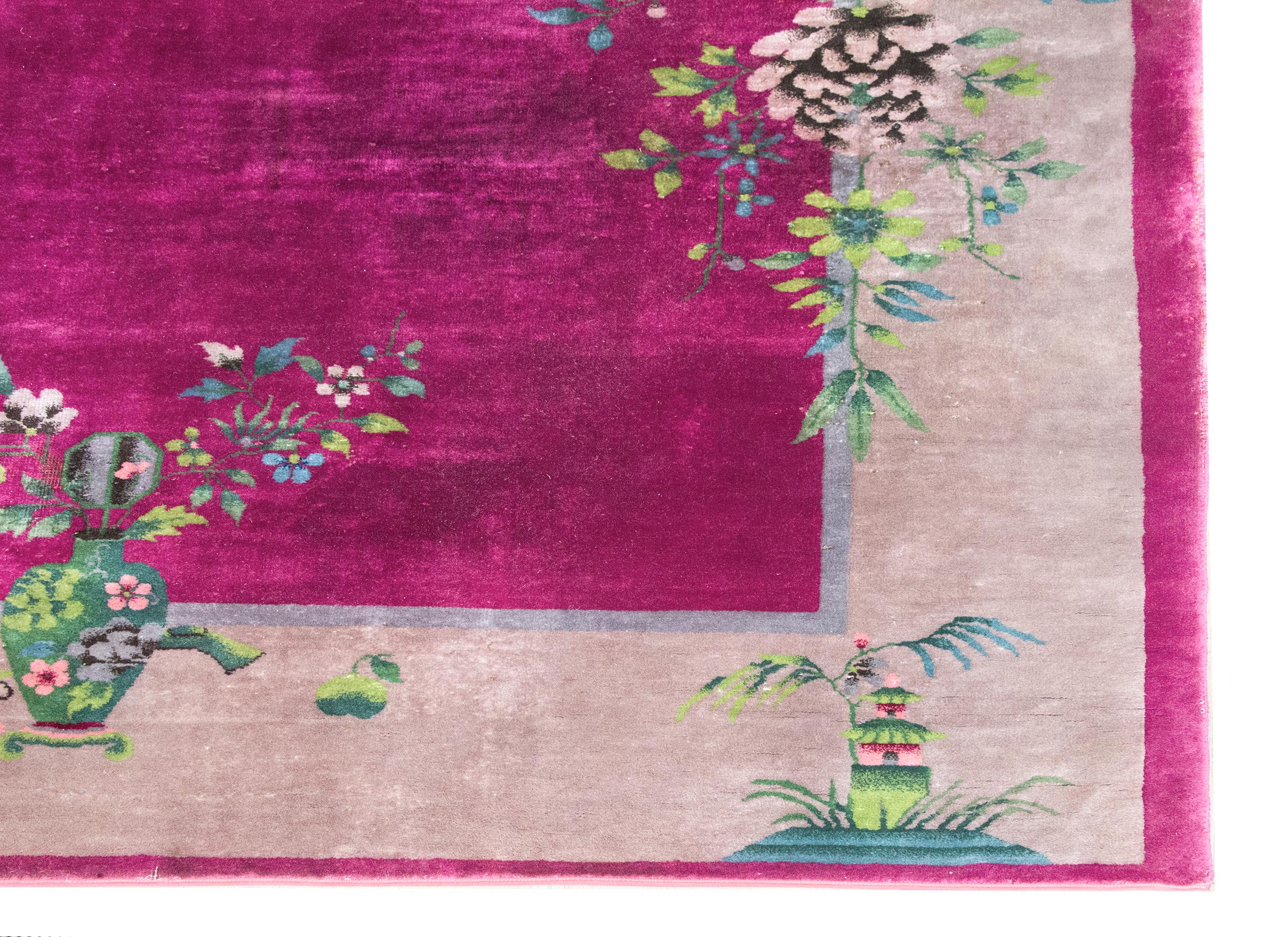 Tapis Art Déco chinois du début du 20ème siècle en vente 5