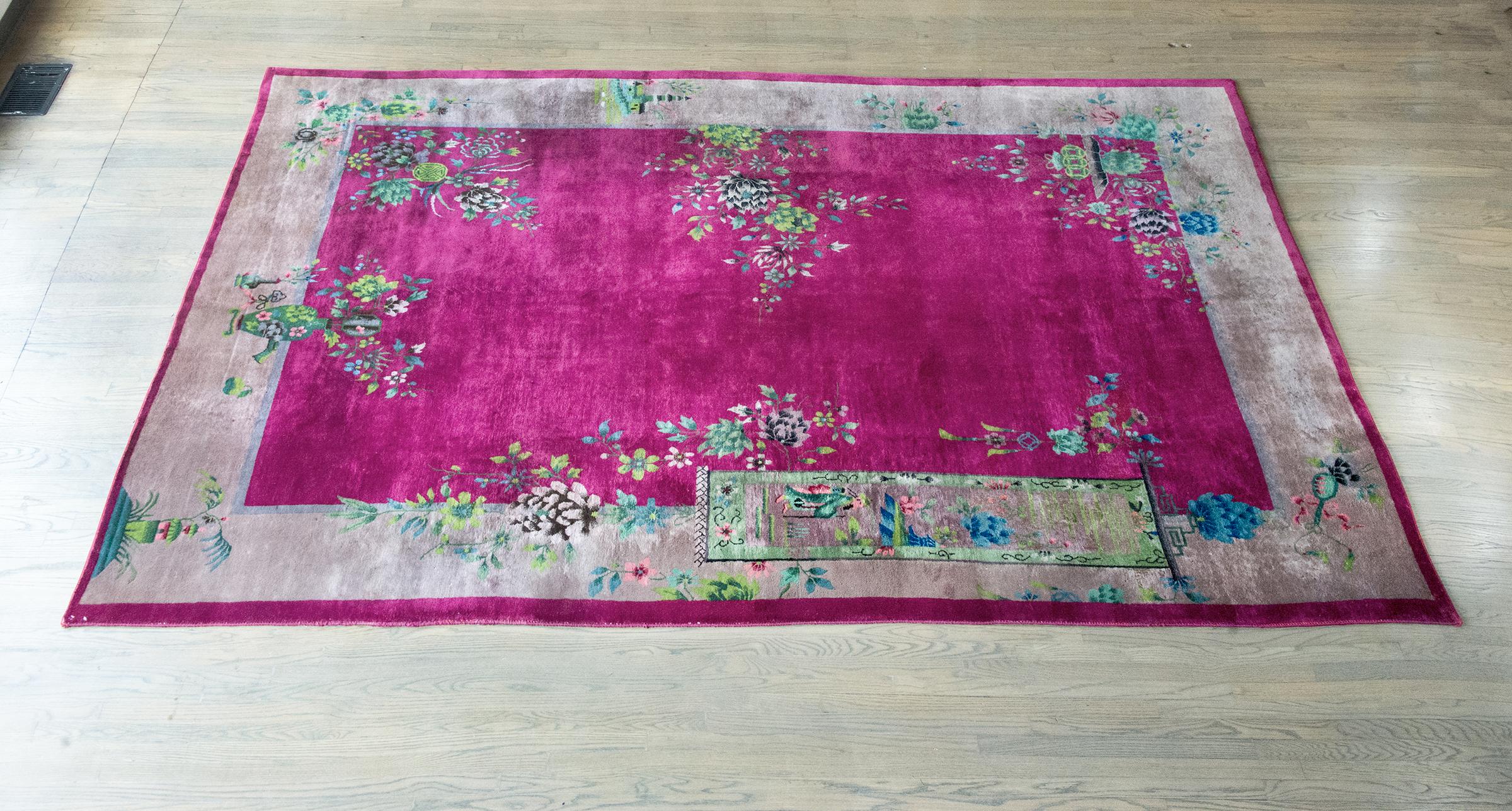 Tapis Art Déco chinois du début du 20ème siècle en vente 7
