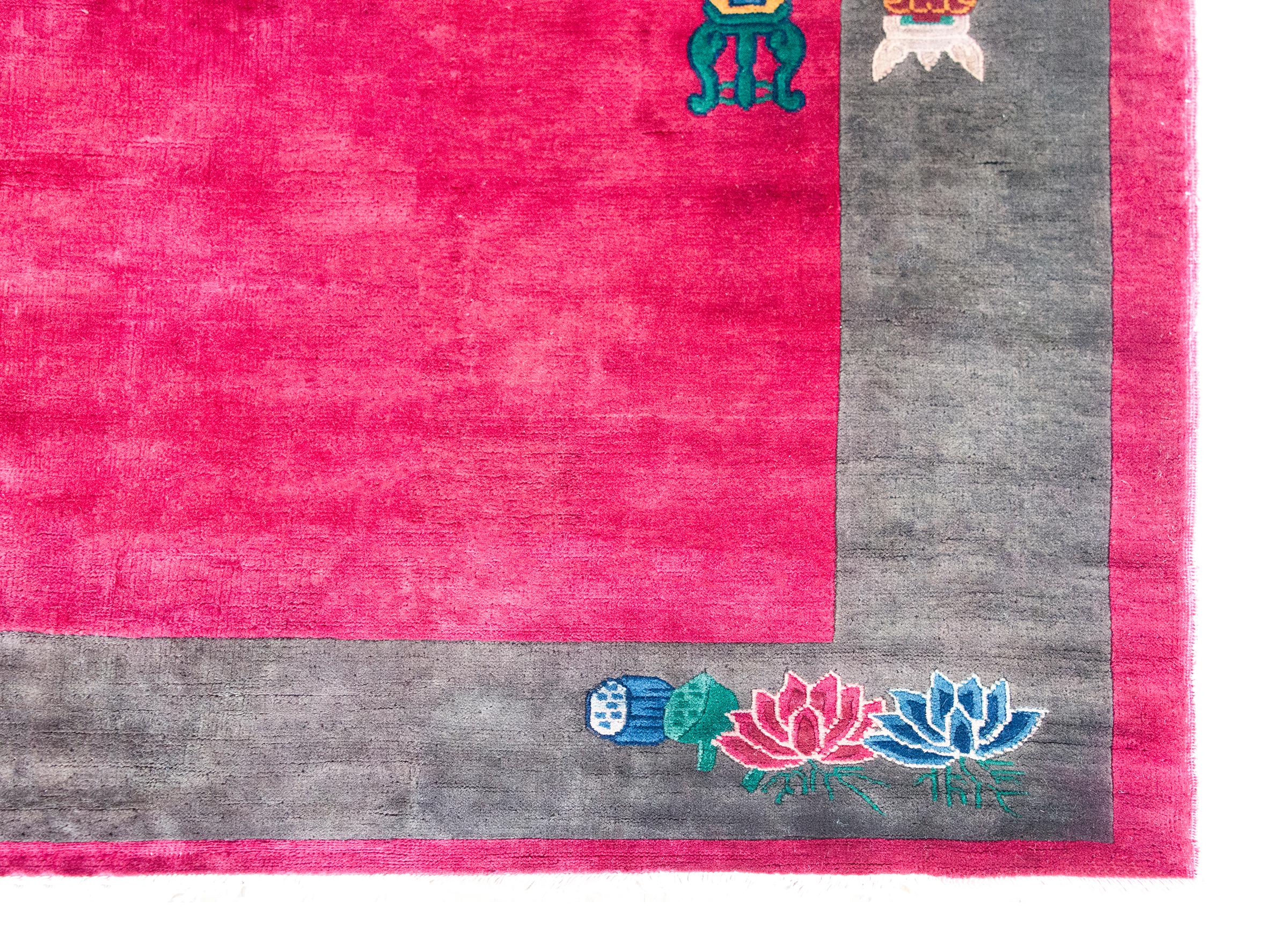 Tapis Art Déco chinois du début du 20ème siècle en vente 8