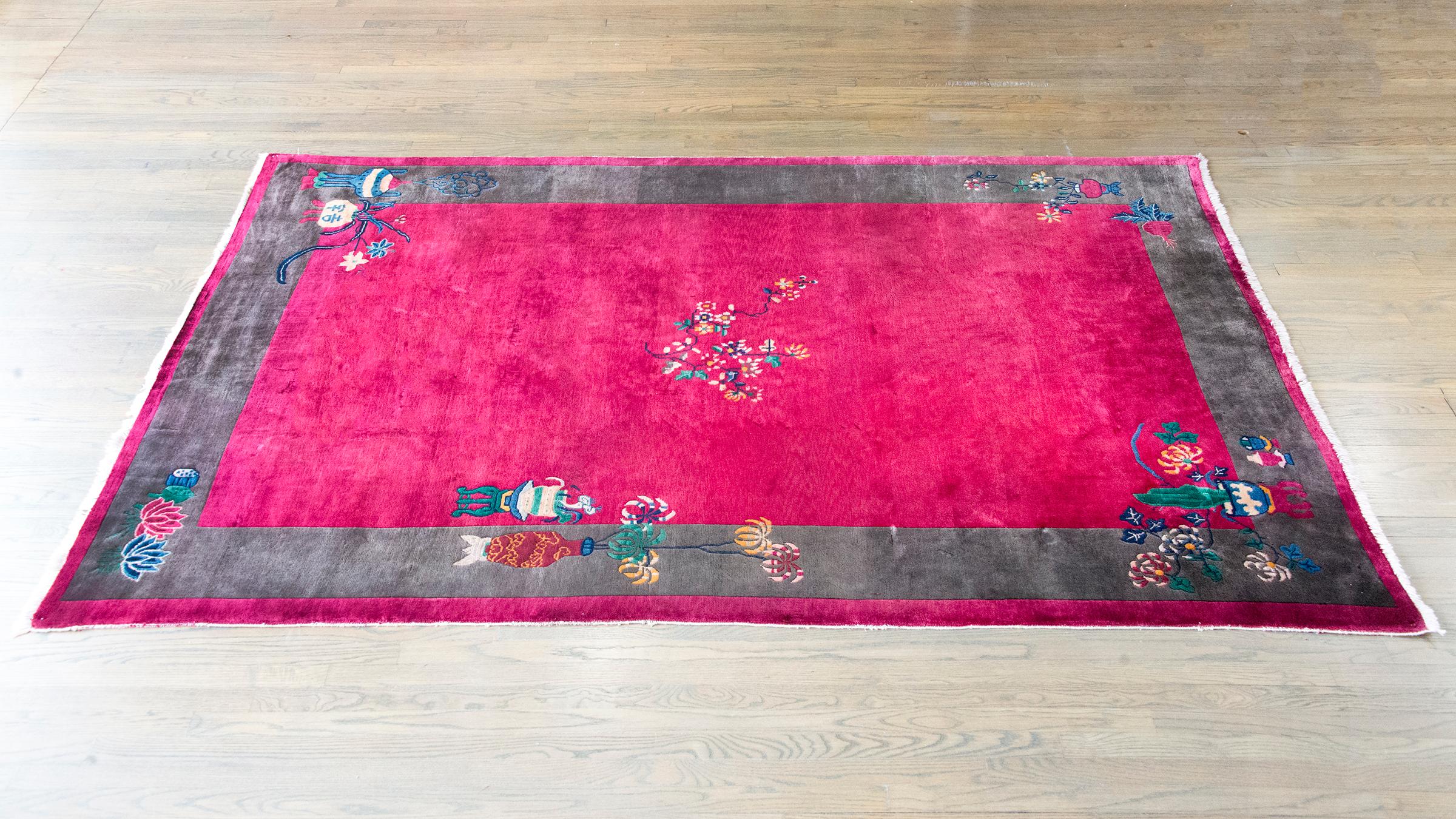 Tapis Art Déco chinois du début du 20ème siècle en vente 10