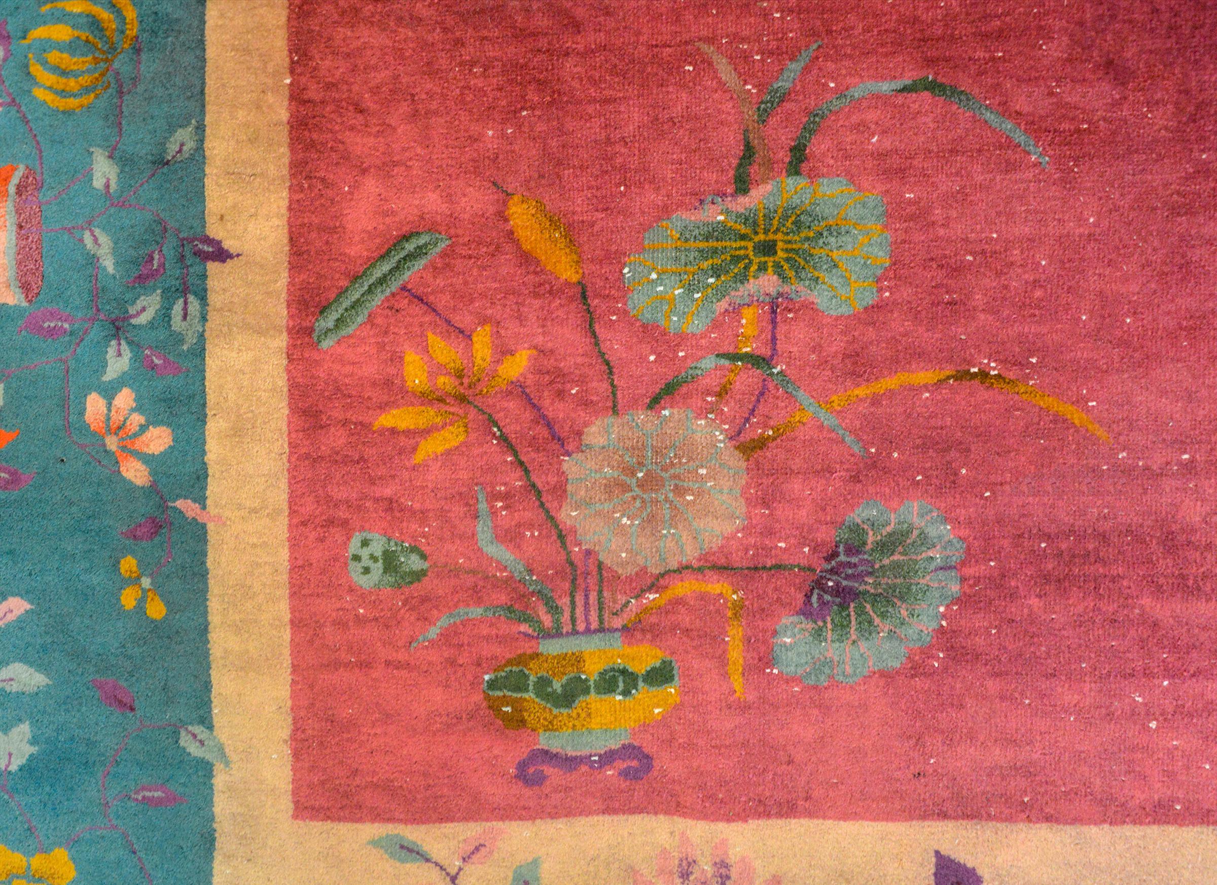 Hand-Knotted Early 20th Century Chinese Art Deco Rug For Sale