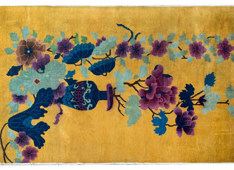 Hand-Knotted Early 20th Century Chinese Art Deco Rug For Sale