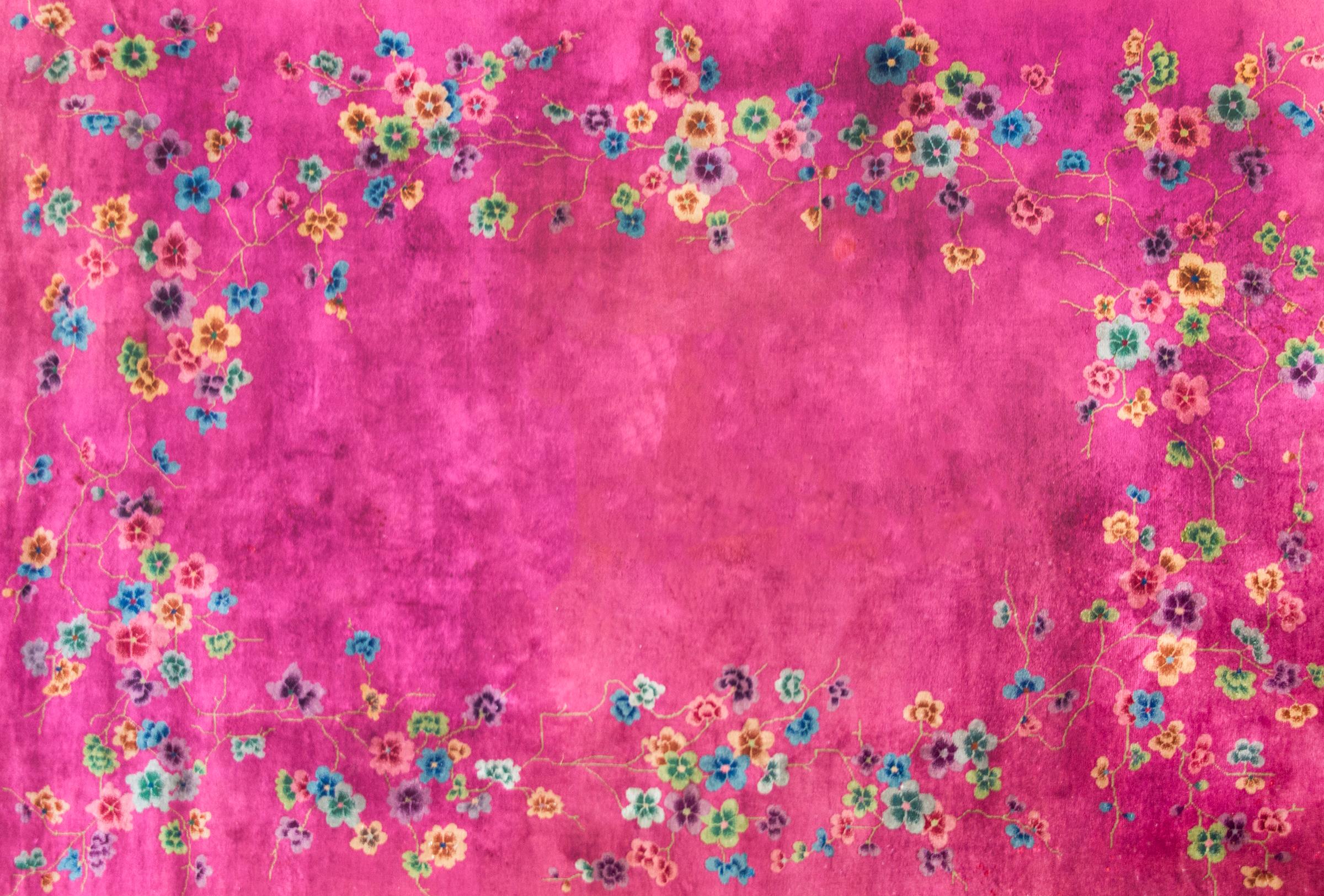 Hand-Knotted Early 20th Century Chinese Art Deco Rug For Sale