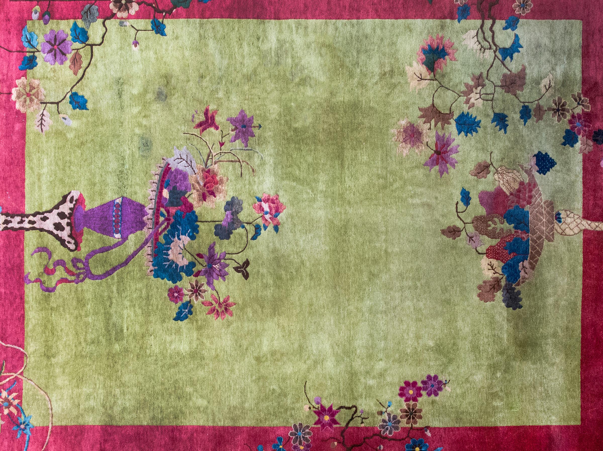 Hand-Knotted Early 20th Century Chinese Art Deco Rug For Sale