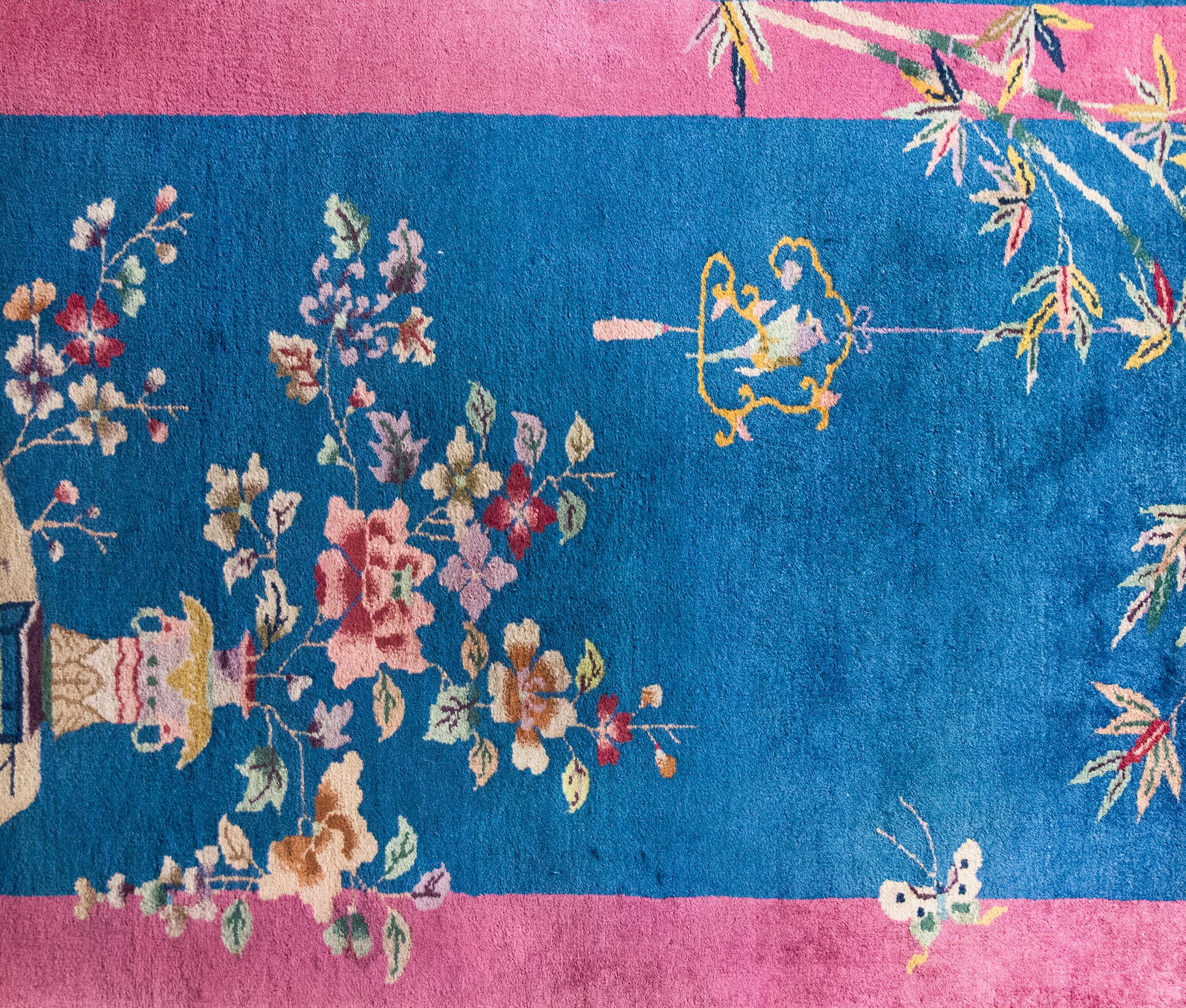 Hand-Knotted Early 20th Century Chinese Art Deco Rug For Sale