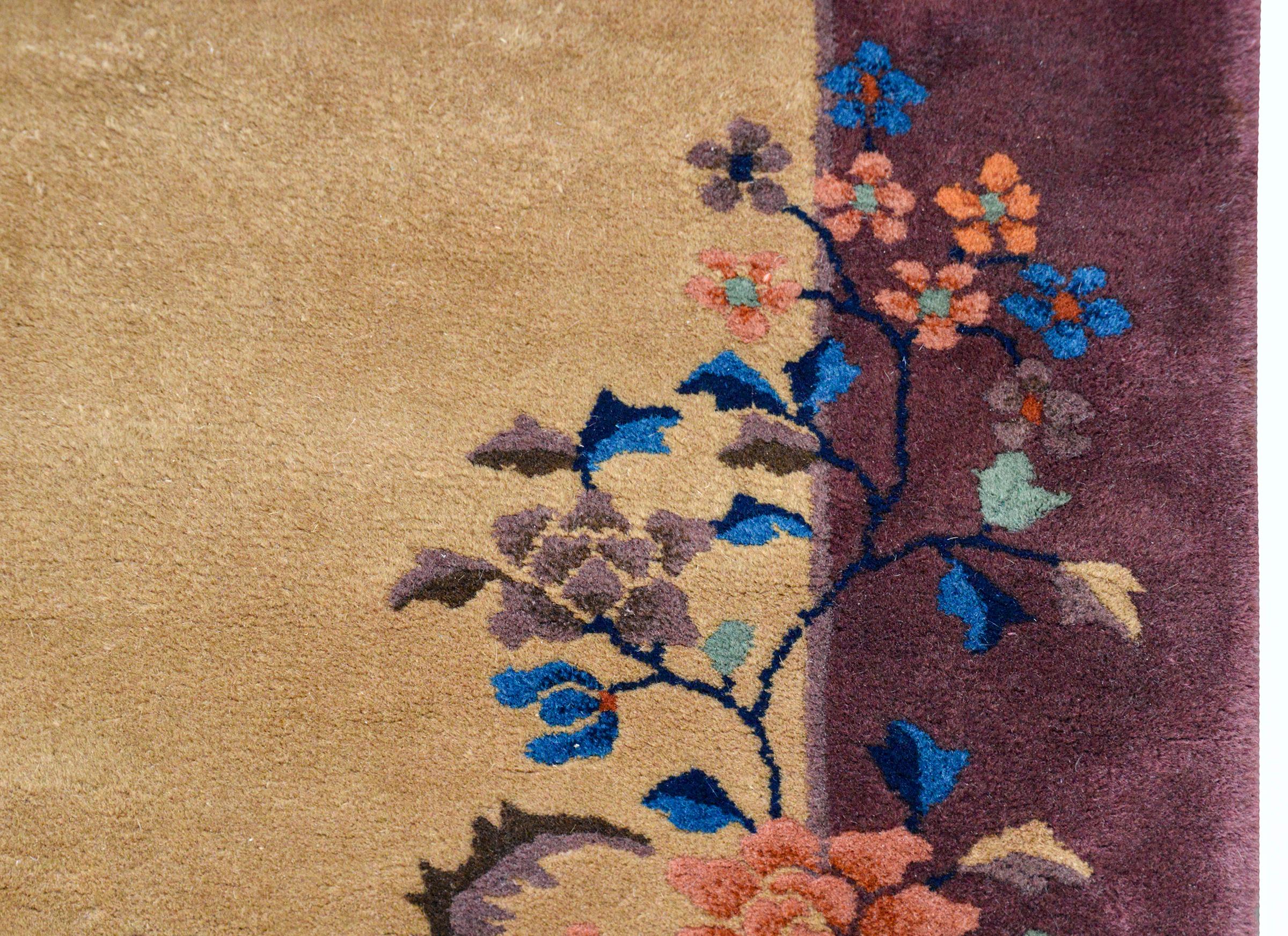 Chinesischer Art-déco-Teppich des frühen 20. Jahrhunderts (Handgeknüpft) im Angebot