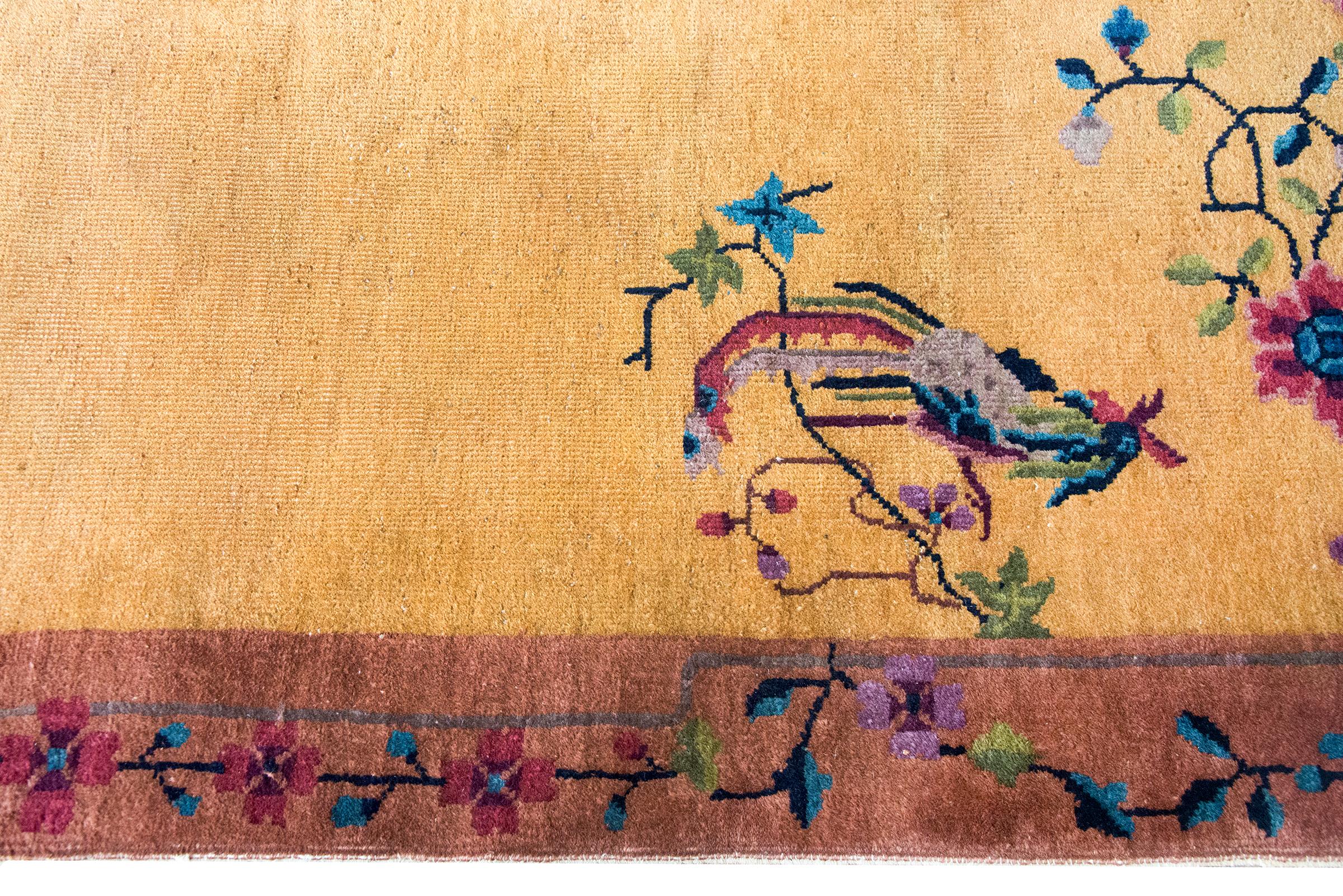 Chinesischer Art-Déco-Teppich aus dem frühen 20. (Handgeknüpft) im Angebot